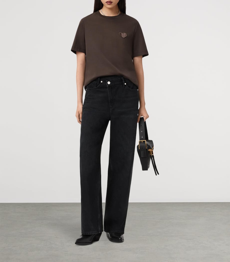 AllSaints Womens Organic Cotton Lover T-Shirt Bottle Brown Image 5