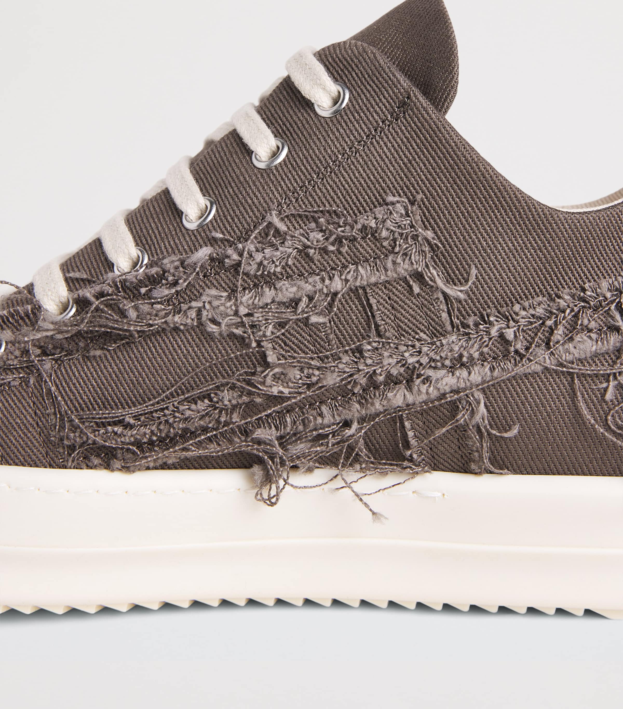 Rick Owens Denim Slashed Low-Top Sneakers Dust/milk/milk Image 7