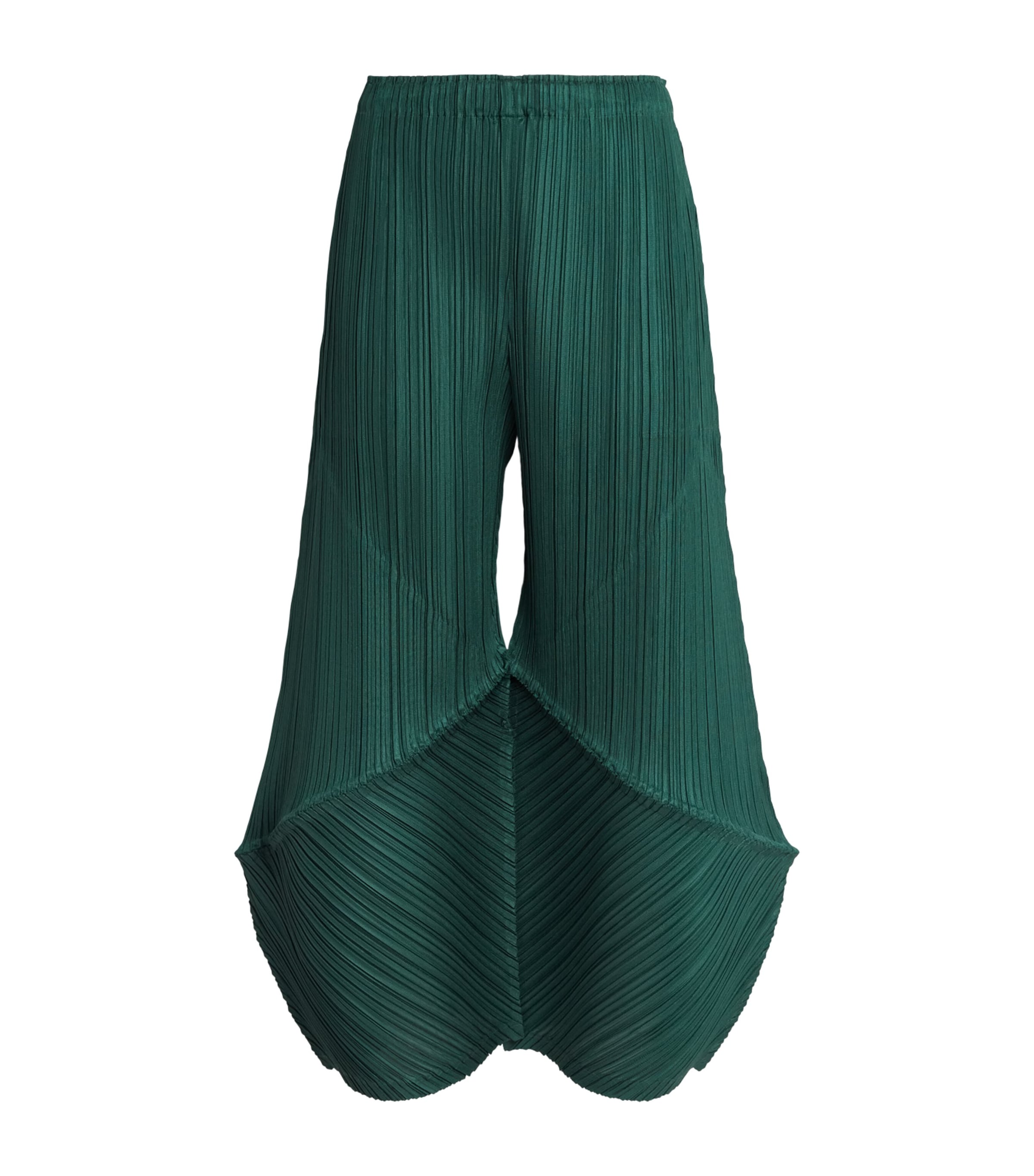 Pleats Please Issey Miyake Womens Thicker Bottoms 2 Flared Trousers Dark Green Image 1