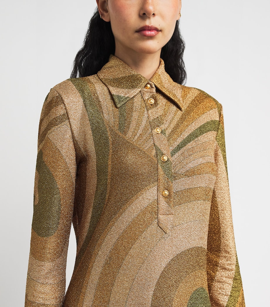 Lamé Iride Print Maxi Dress 993/ORO Image 5