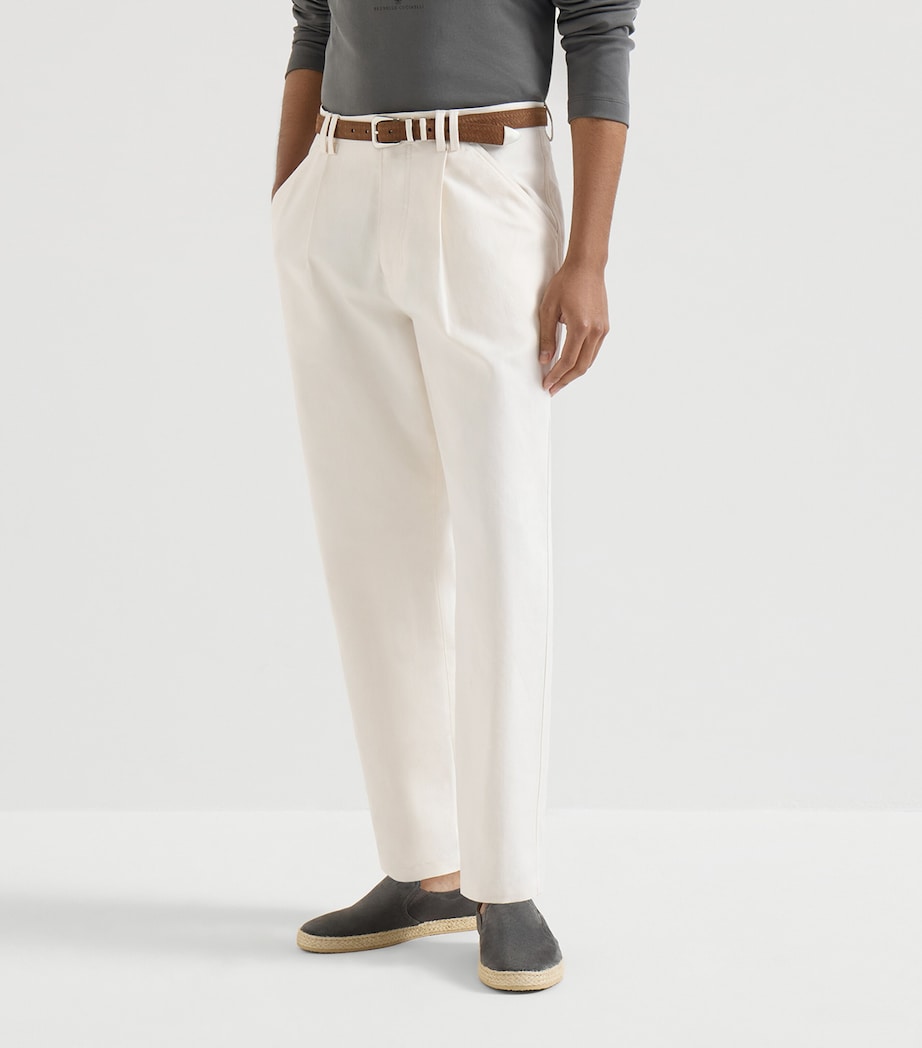 Brunello Cucinelli Mens Cotton-Linen Pleated Trousers Image 3