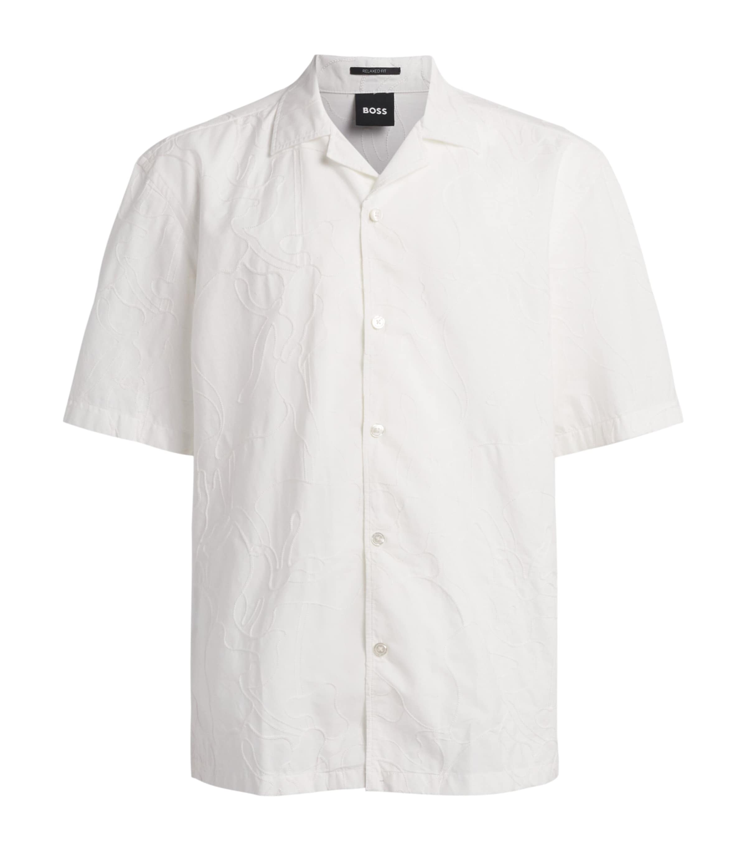 BOSS Mens Cotton Embroidered Shirt White Image 1
