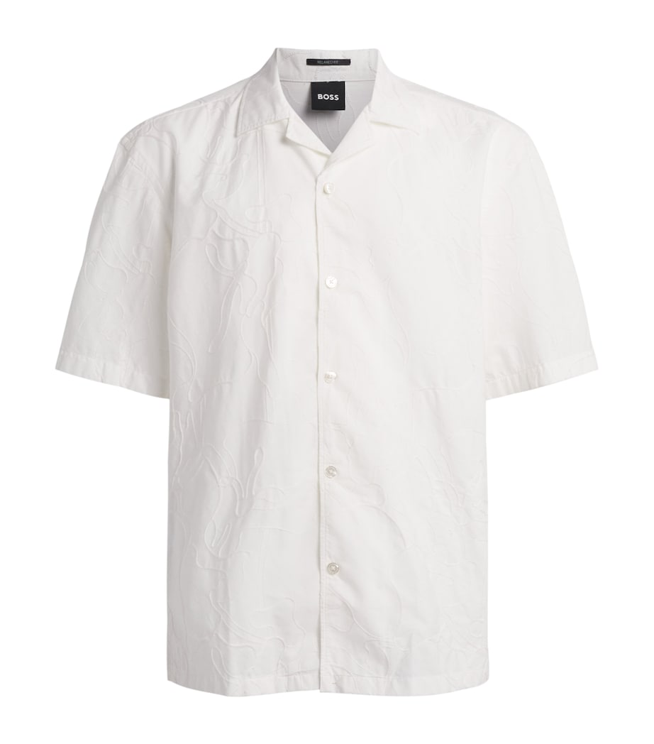 BOSS Mens Cotton Embroidered Shirt White Image 1