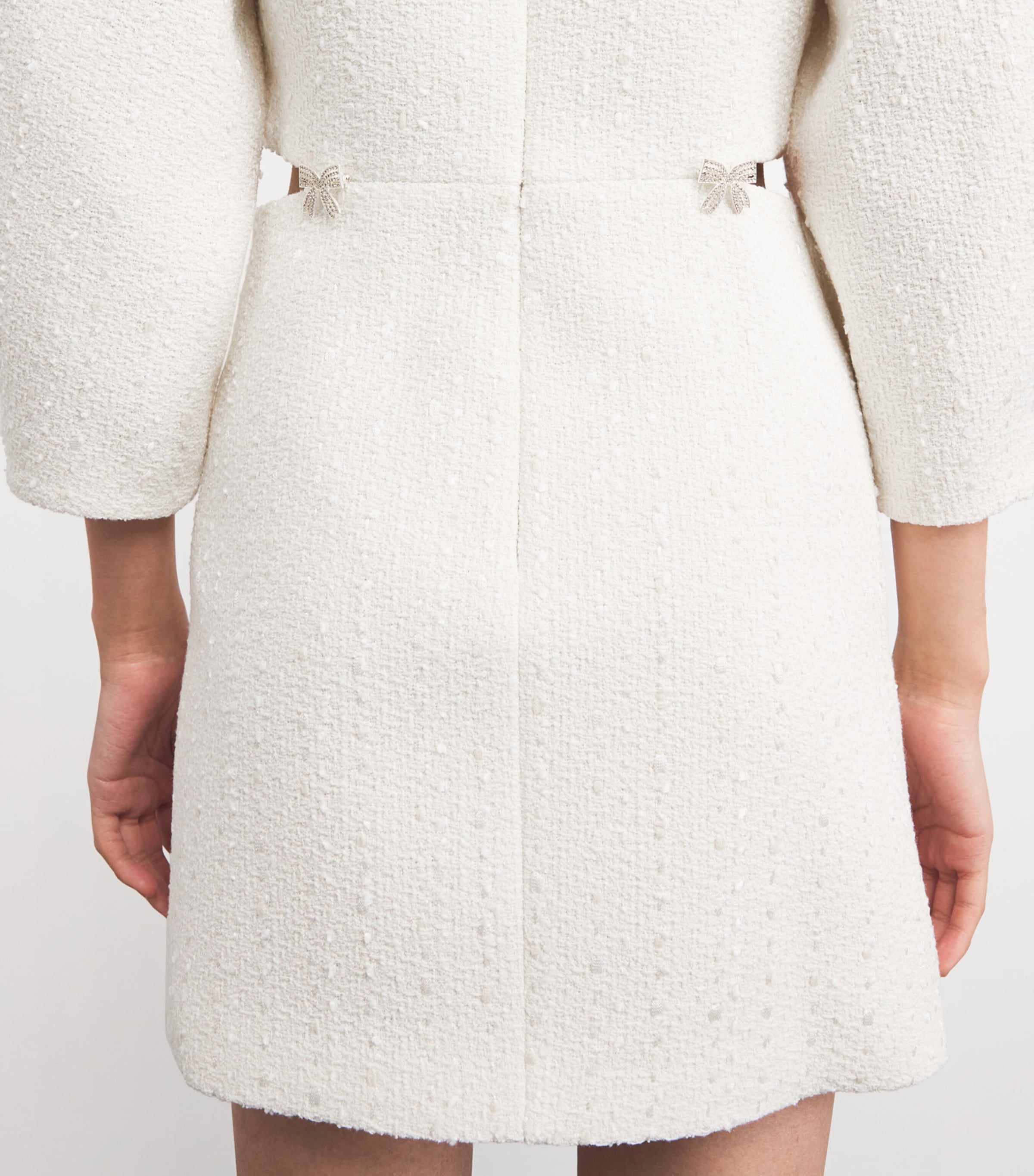 Tweed Balloon-Sleeved Mini Dress ECRU Image 6