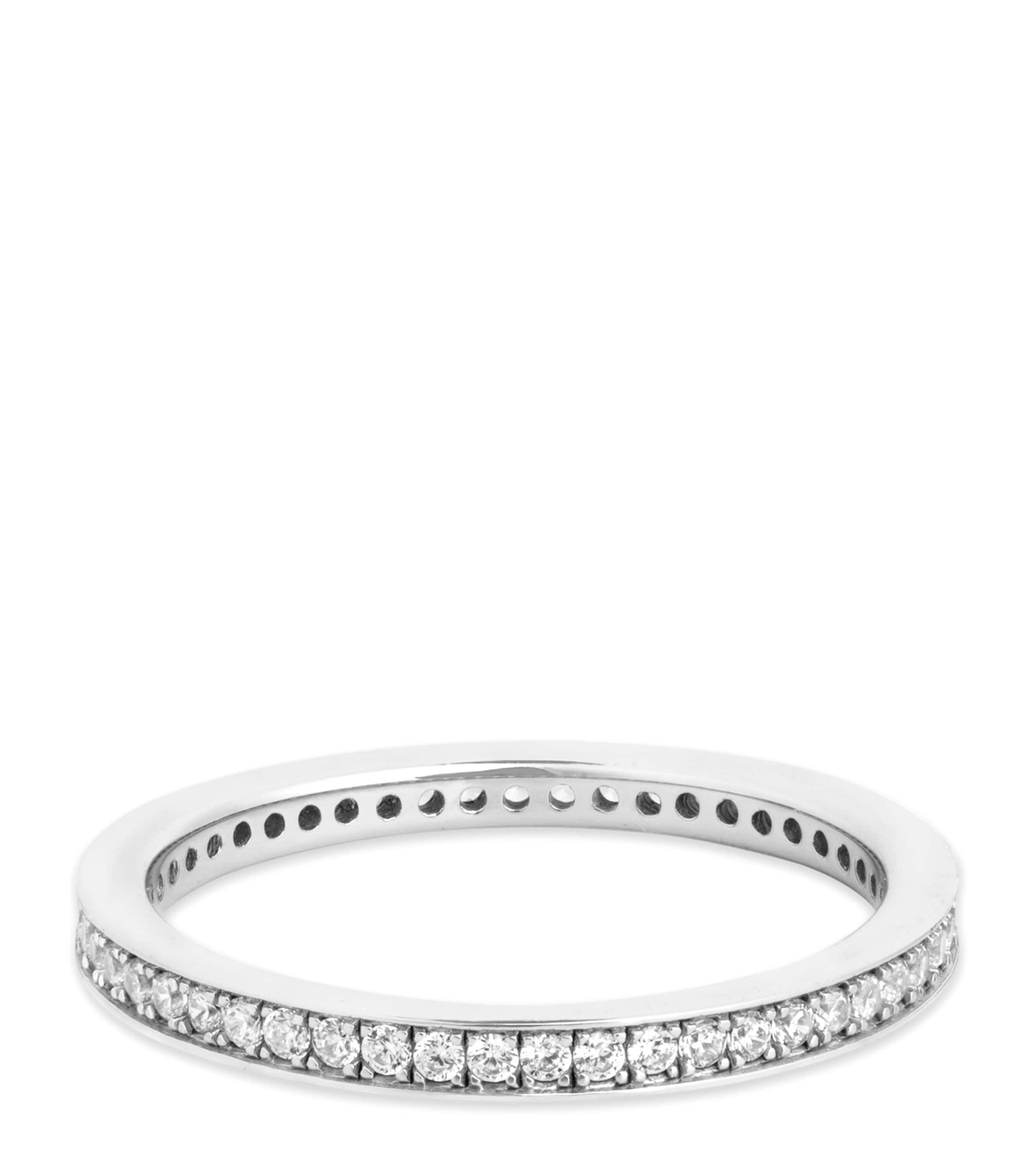 Astrid & Miyu Rhodium-plated Crystal Stacking Ring In Silver