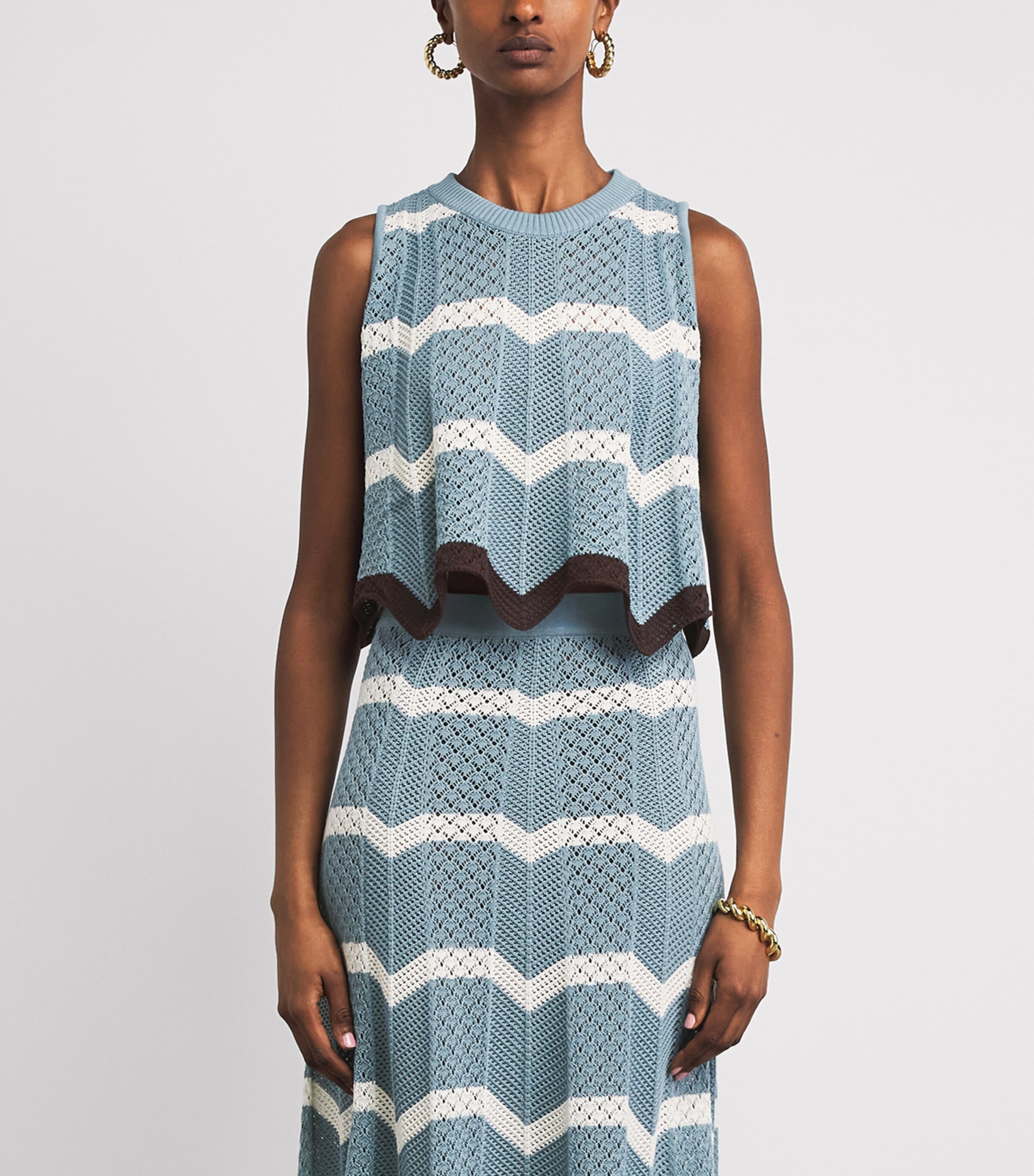 La Doublej Womens Cotton Chevron Sweater Bk/blu/ecr Image 4