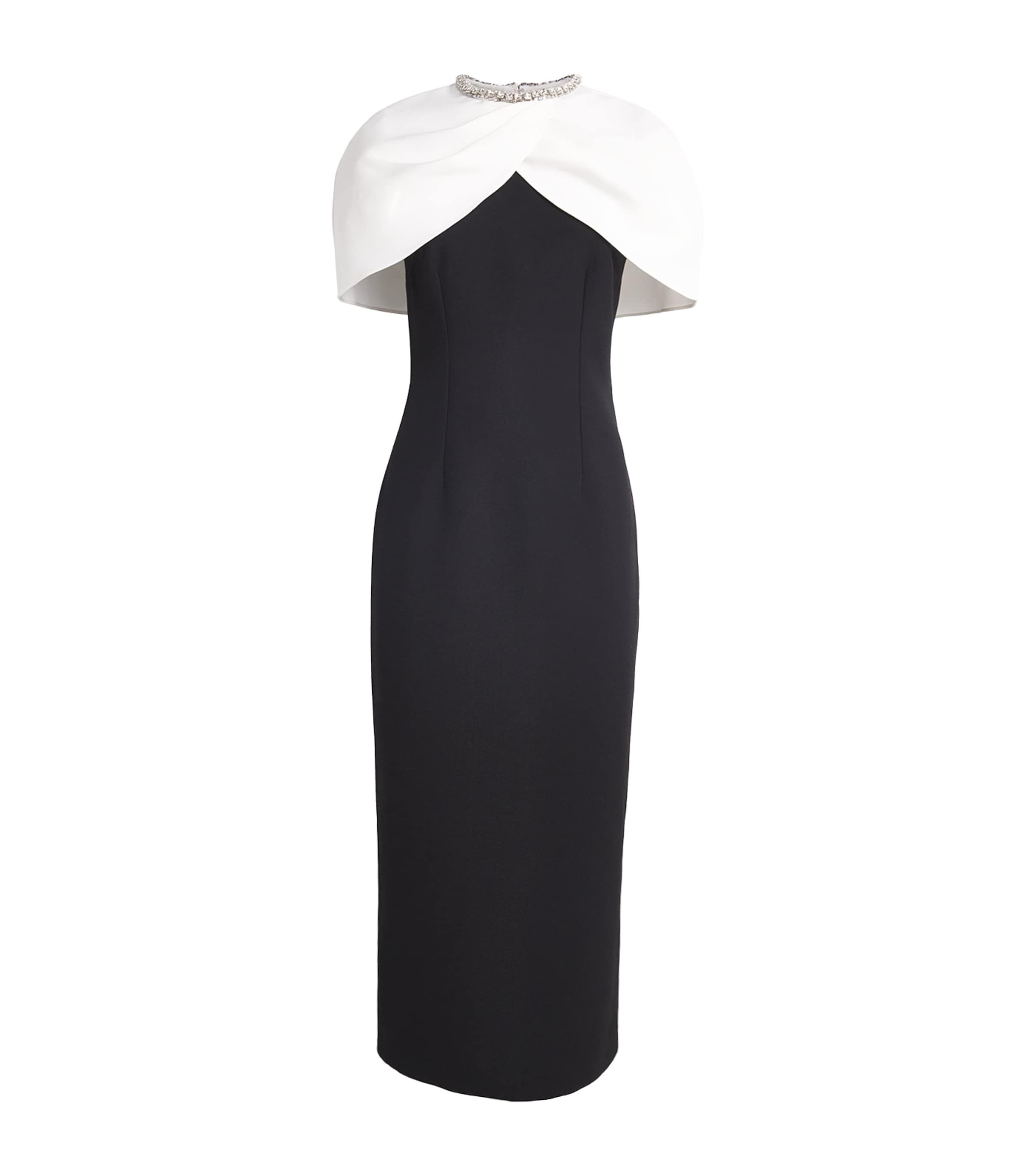 Roland Mouret Embellished Shawl-overlay Midi Dress In Black
