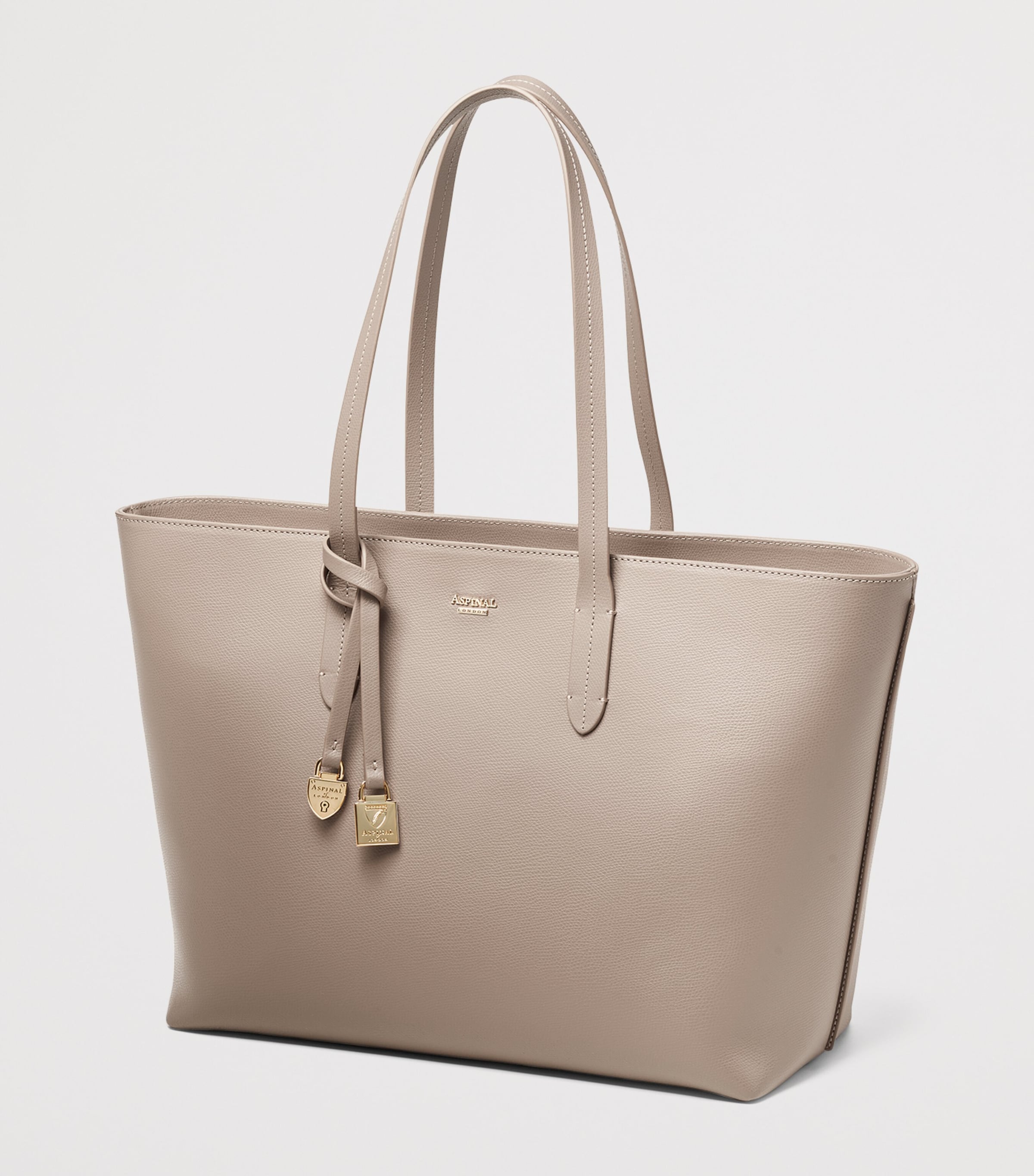 Leather East West Tote Bag TAUPE Image 3