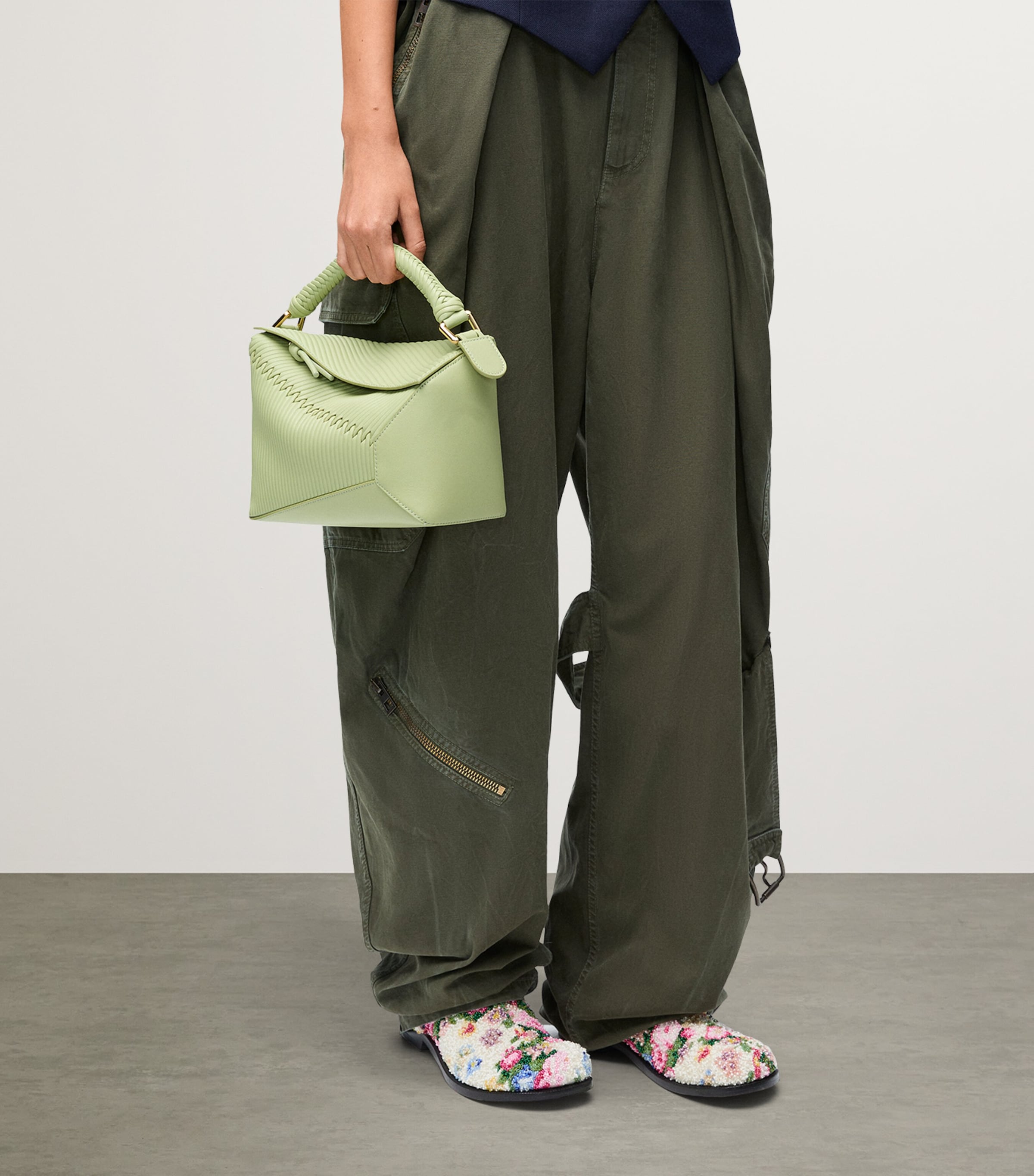 Small Diamond Puzzle Edge Top-Handle Bag LIGHT PEAR Image 7