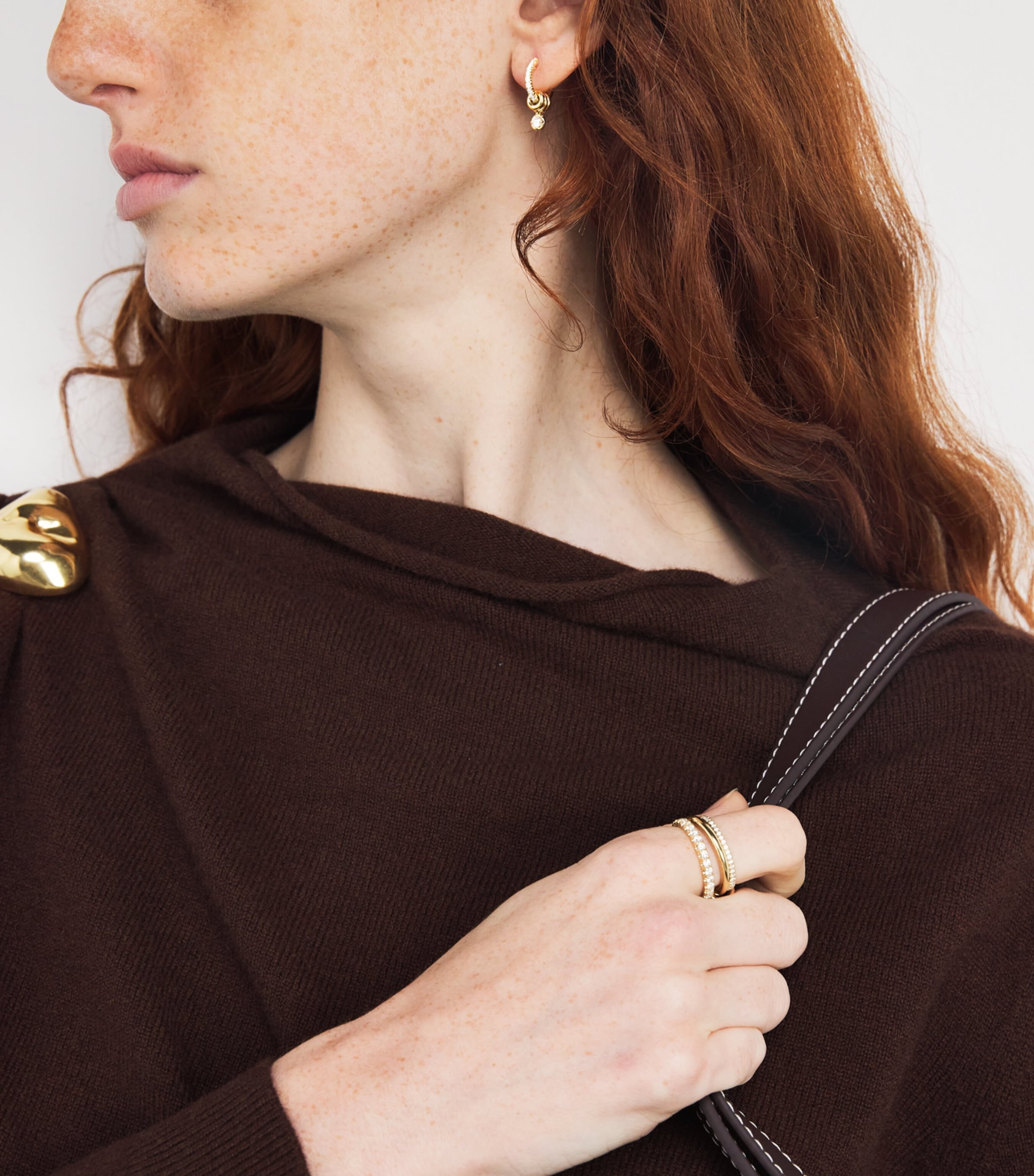 Yellow Gold and White Diamond Zahra Hoop Earrings YELLOW GOLD Image 5