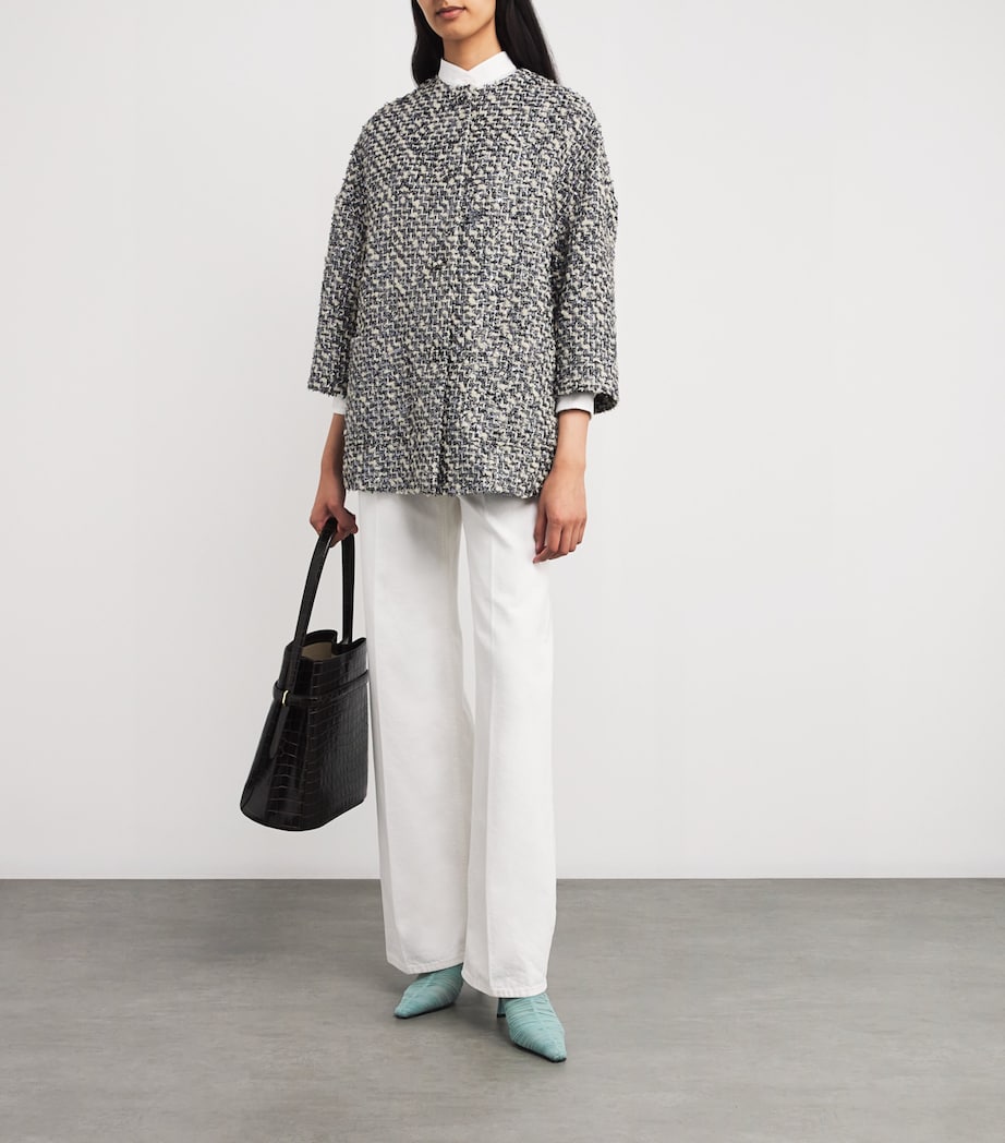 NOMADISSEM Womens Tweed Cropped-Sleeve Jacket Melange Image 2