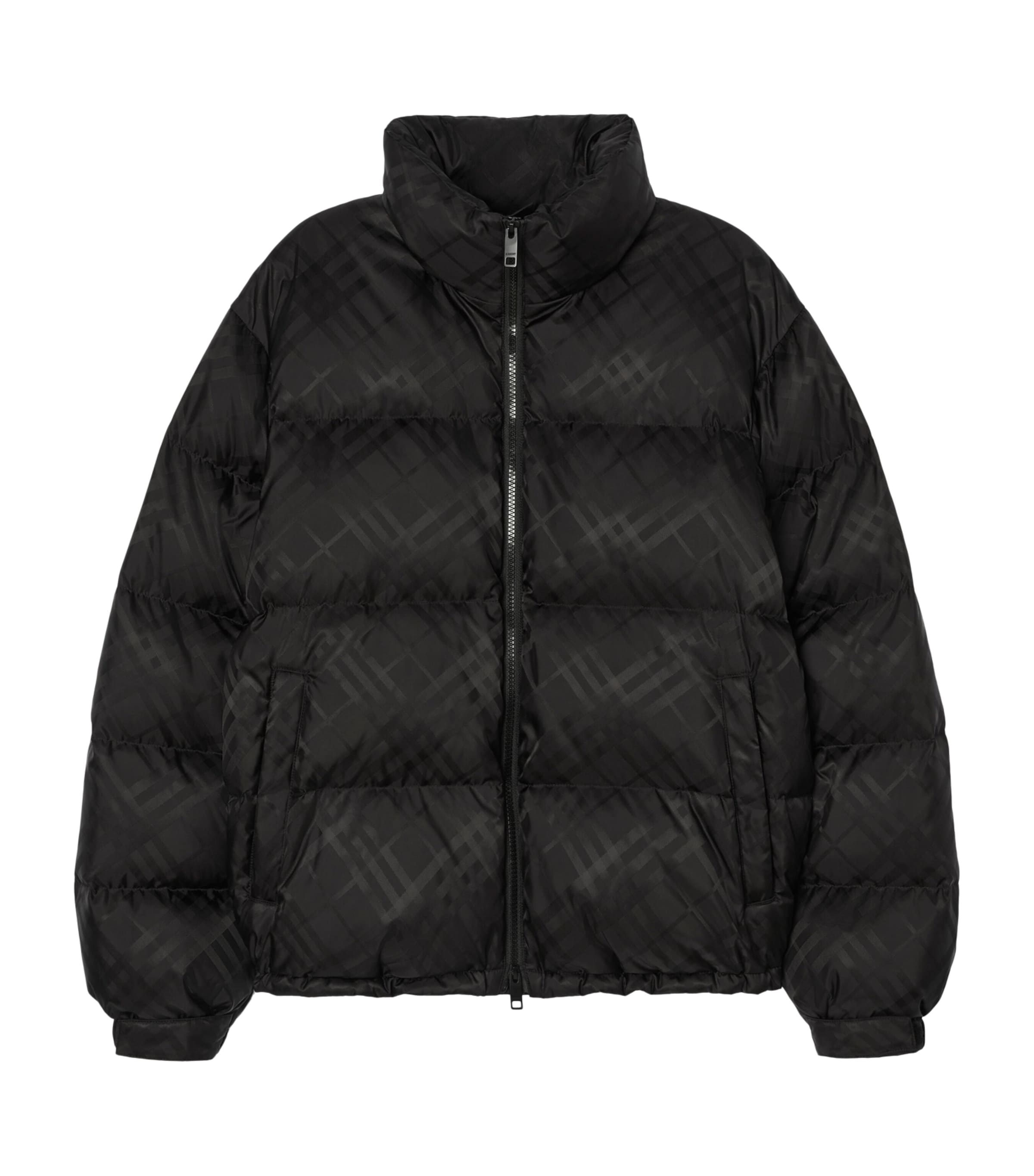 Burberry Mens Down Check Puffer Jacket Black Image 1