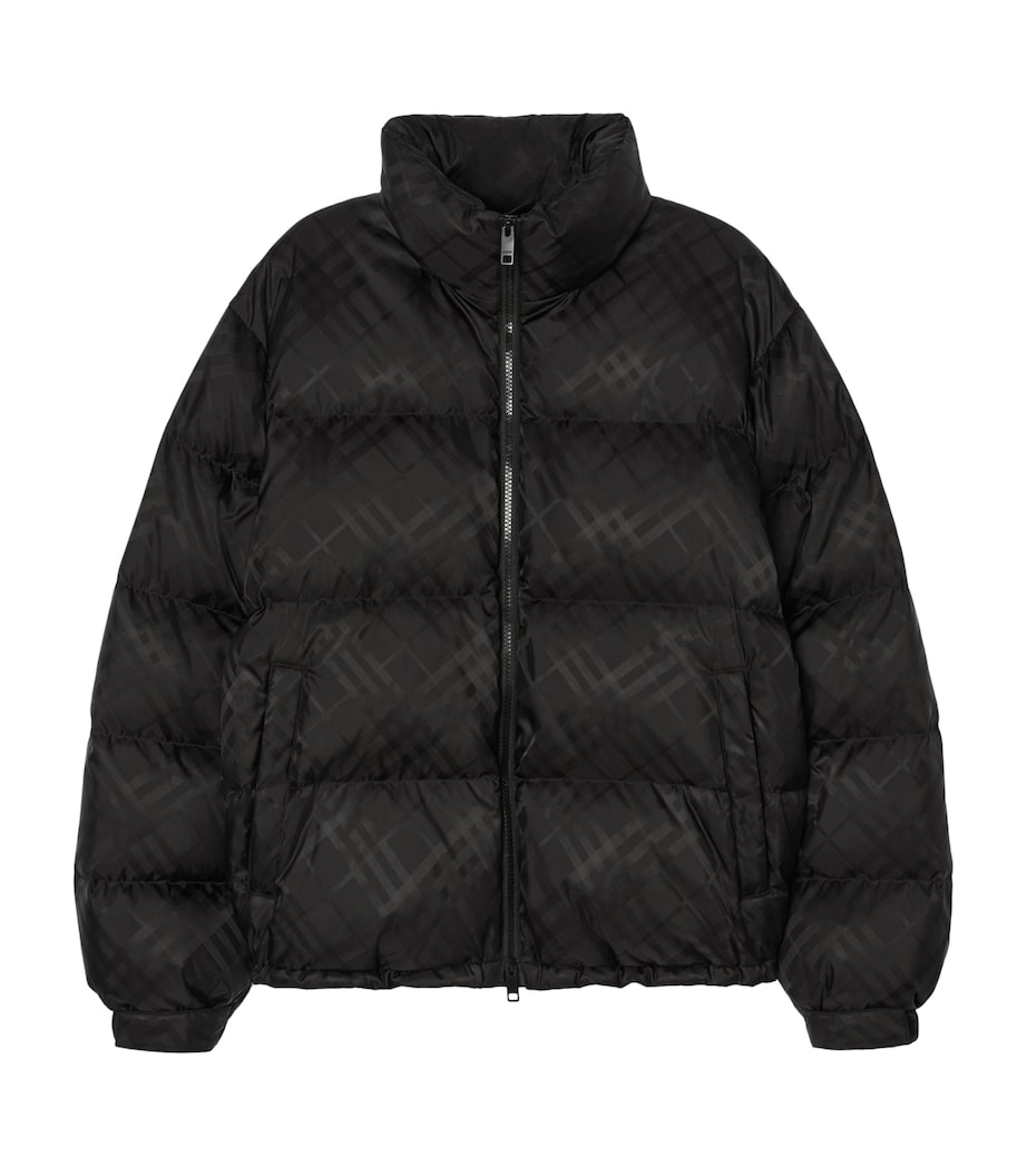 Burberry Mens Down Check Puffer Jacket Black Image 1