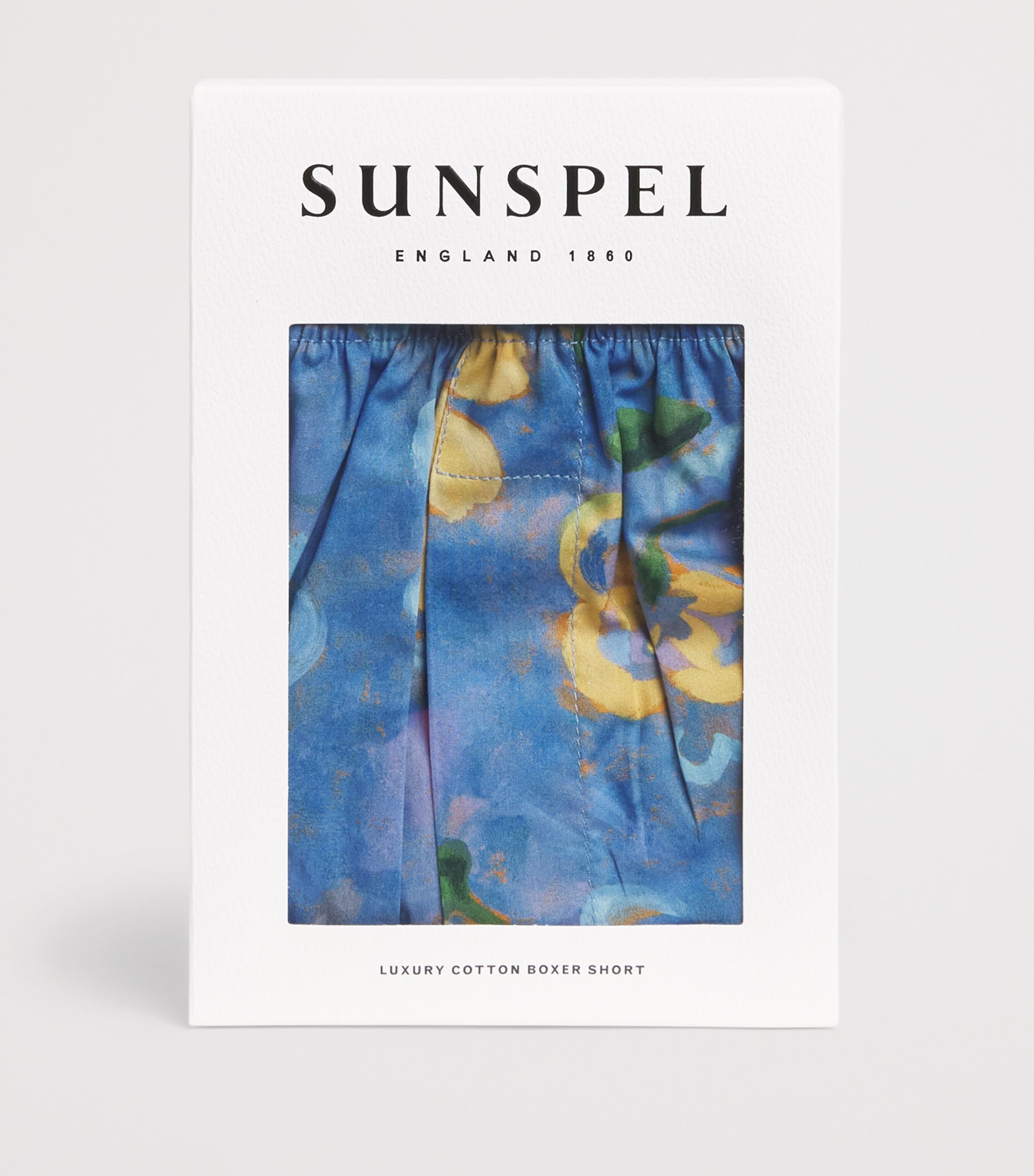 Sunspel Mens Cotton Printed Boxer Shorts Buxc Blue Tulip Image 4