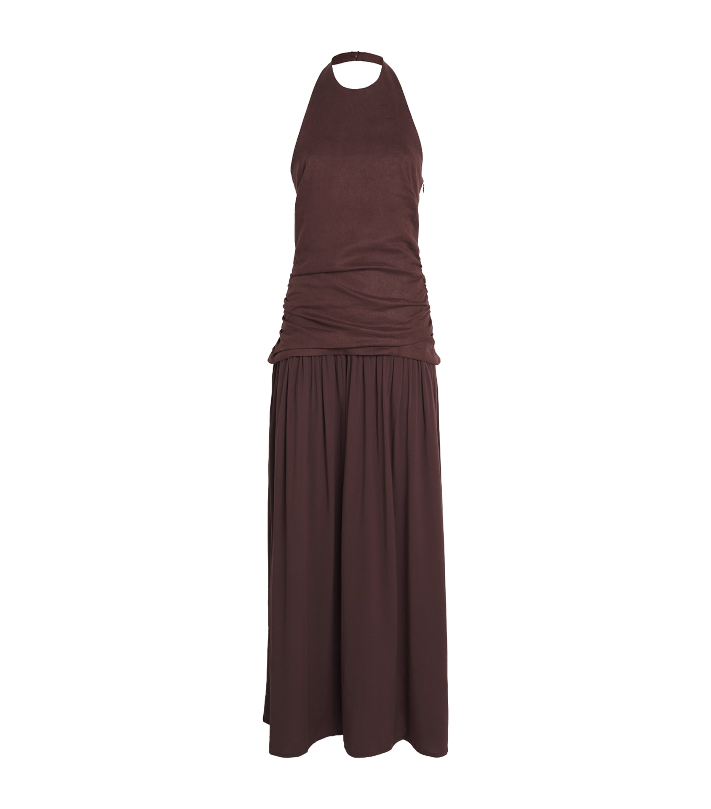 Faithfull the Brand Womens Halterneck Tali Maxi Dress Carob Image 1