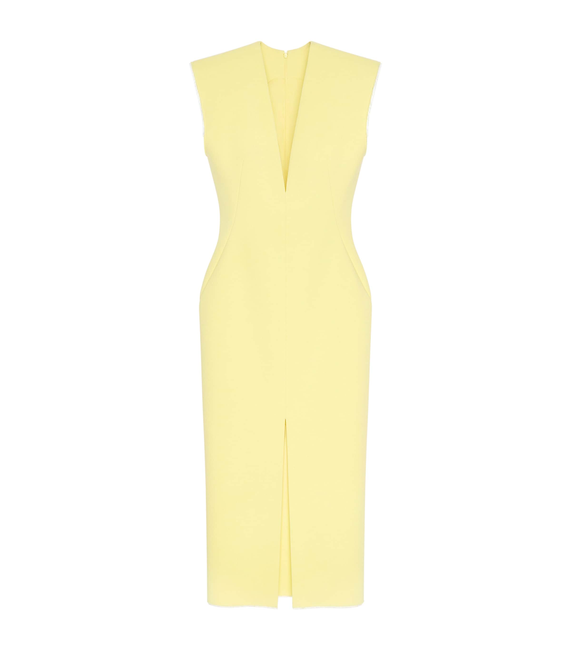 Wool-Blend Structured Midi Dress ACID YELLOW Image 1