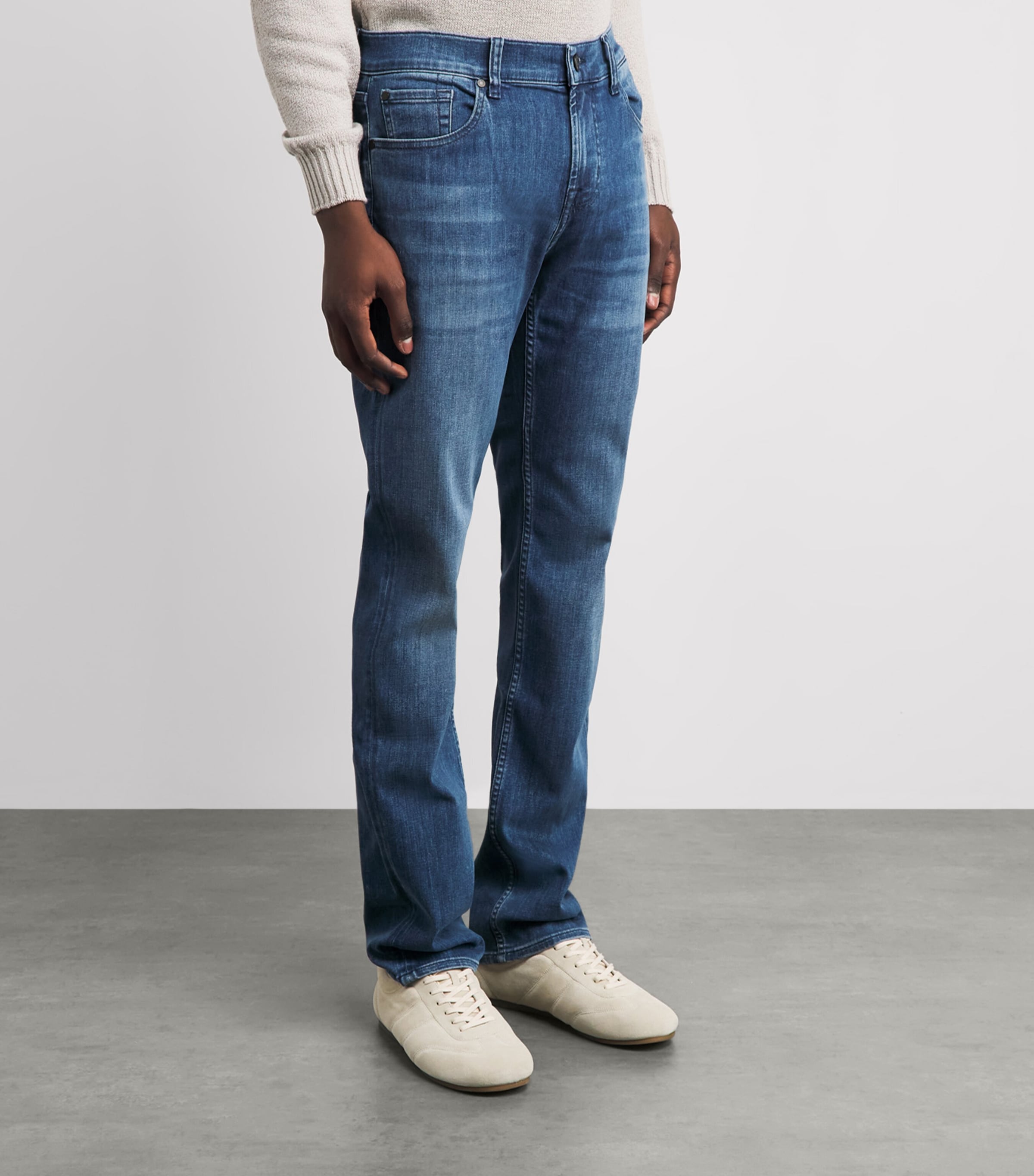 7 For All Mankind Mens Standard Straight Jeans Mid Blue Image 4