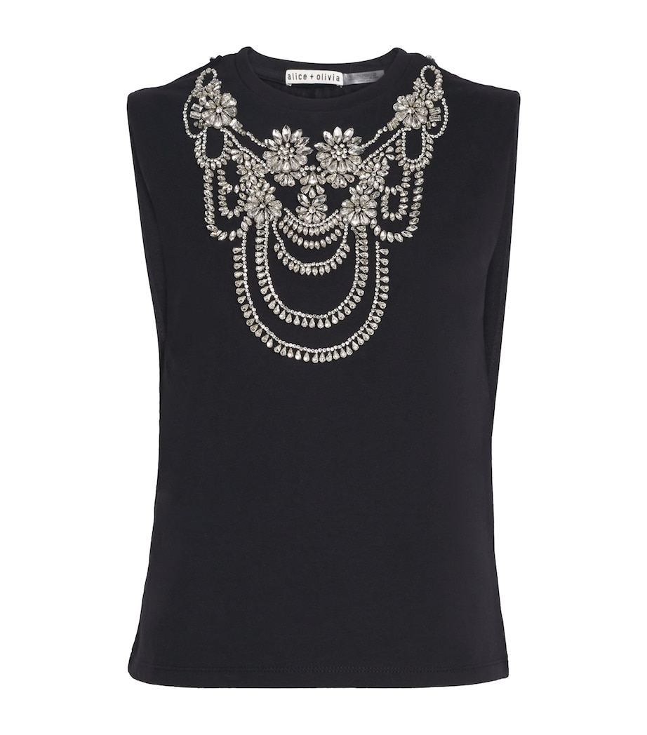Cotton Embellished Dede Tank Top A001 BLACK/SILVER Image 1