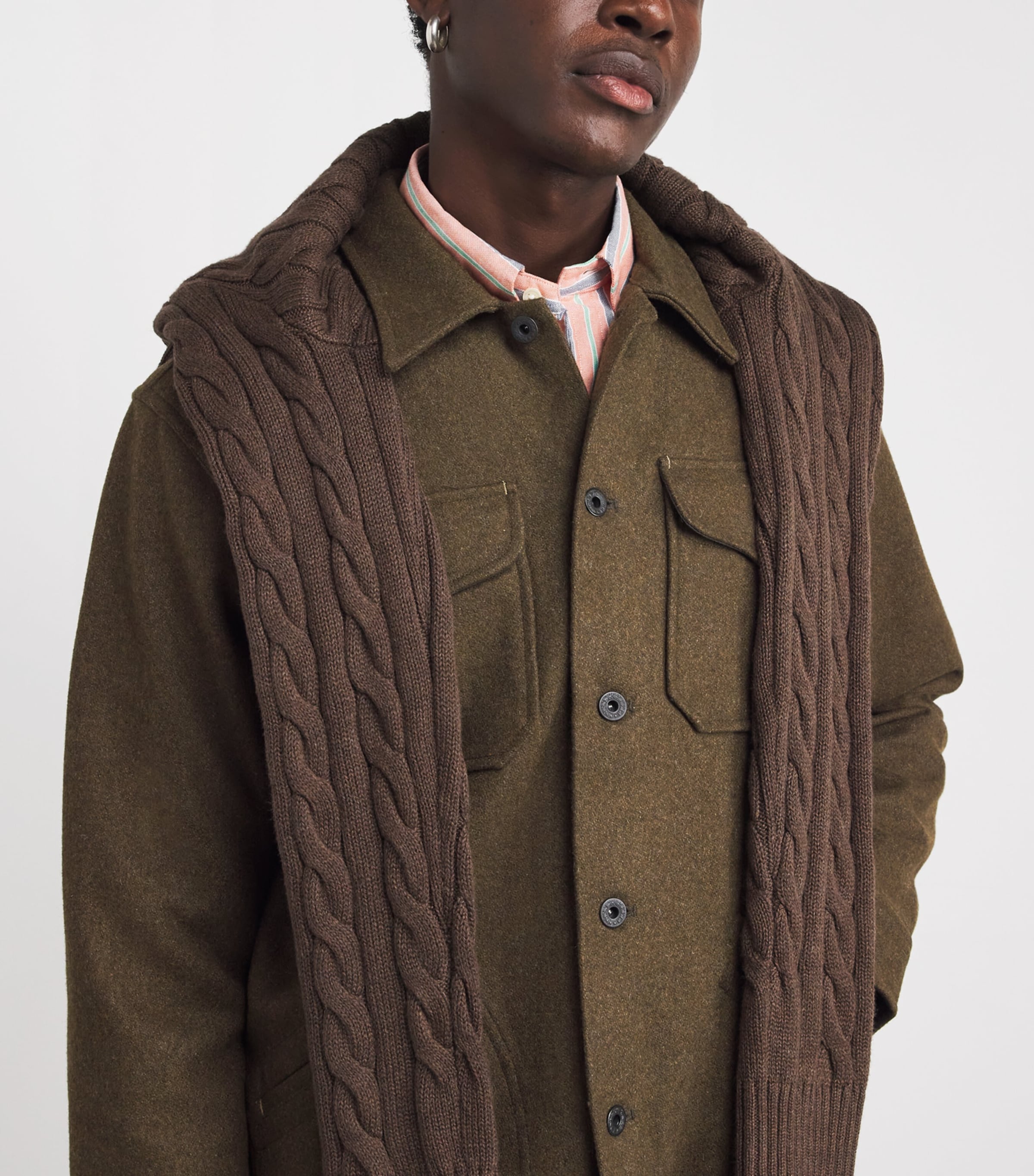 Double RL Wool-Blend Overshirt DARK GREEN Image 6