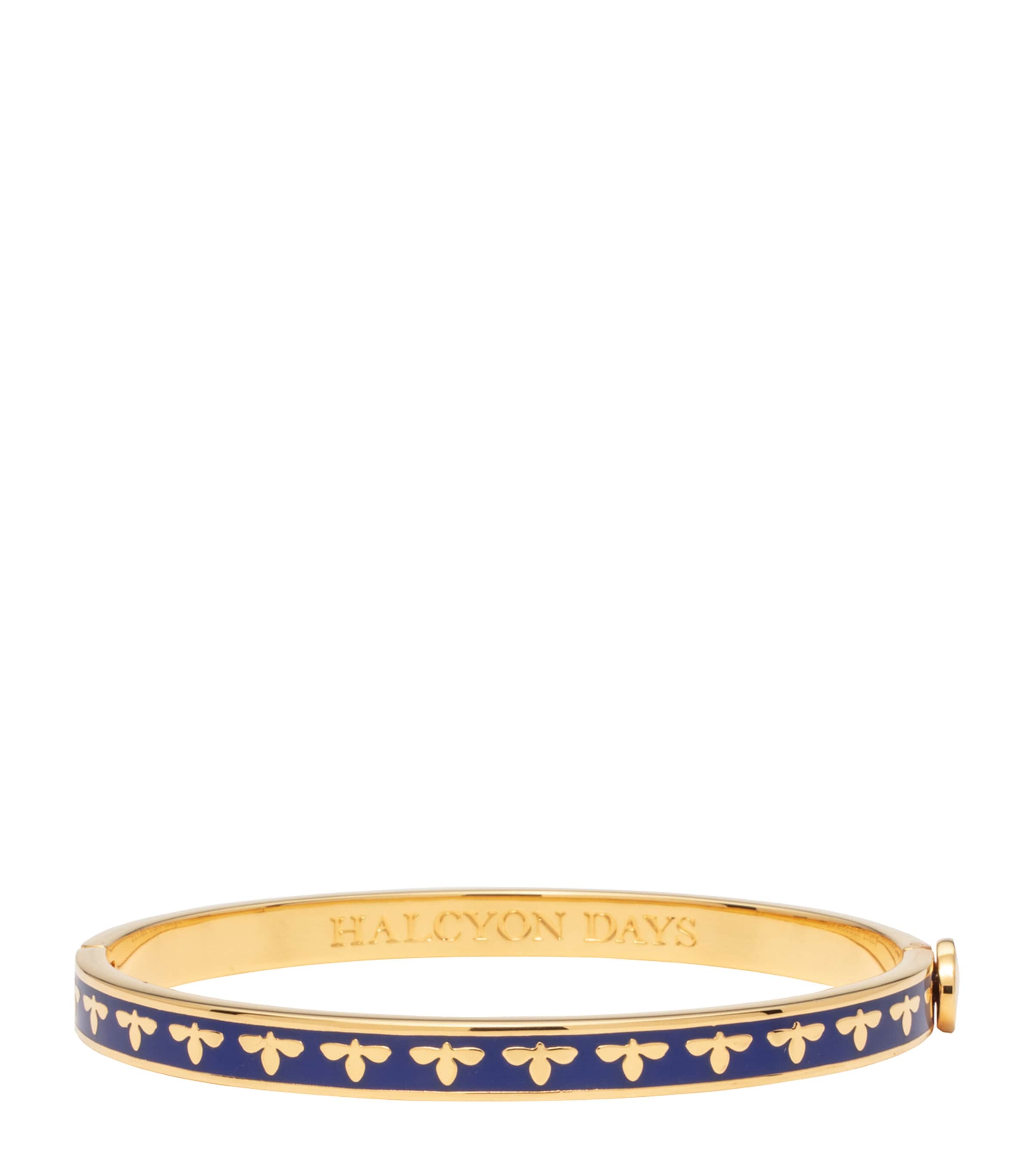 Halcyon Days Gold-plated Bee Bangle In Navy