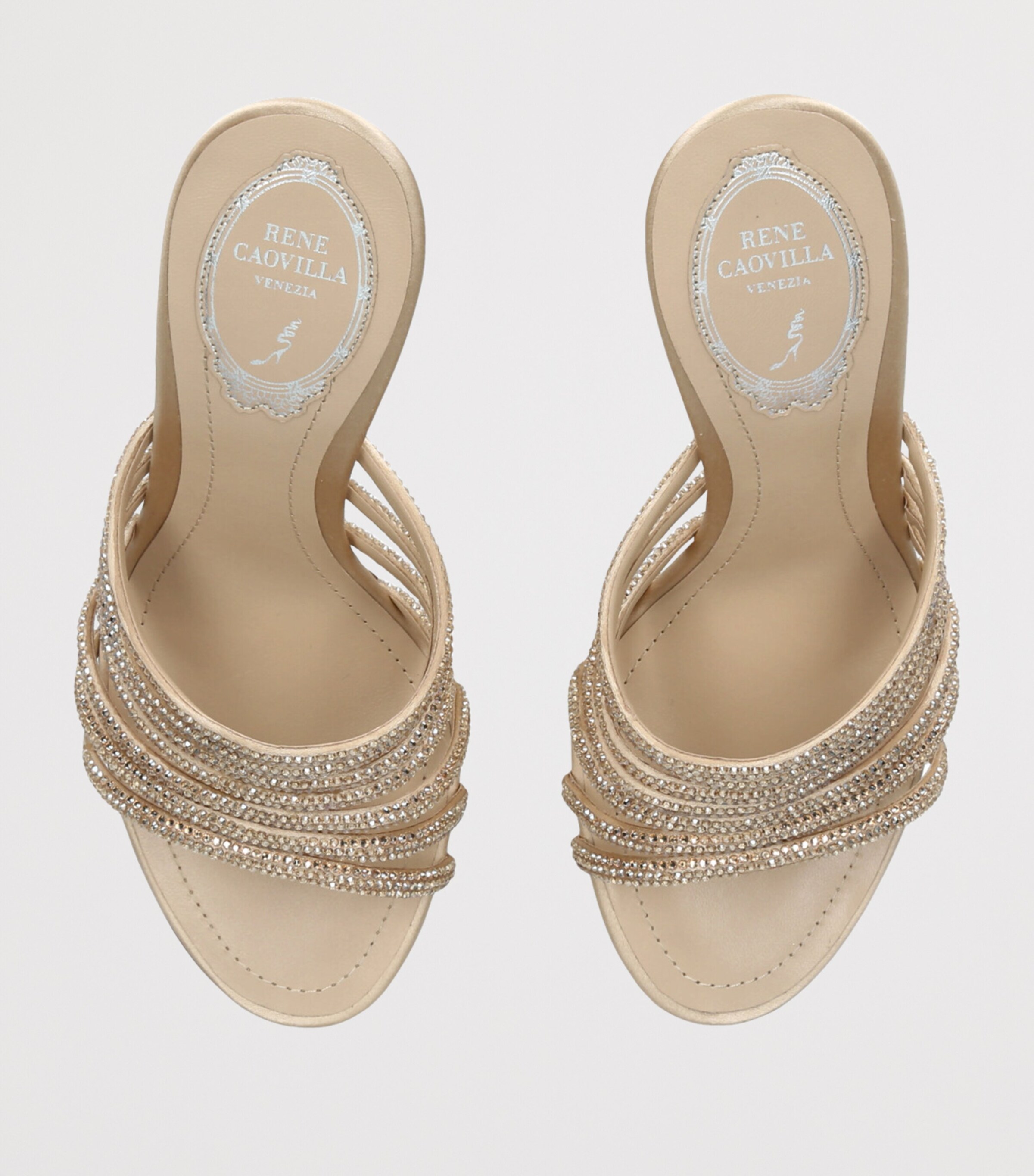 Satin Strappy Heeled Mules 105 GOLD COMB Image 4