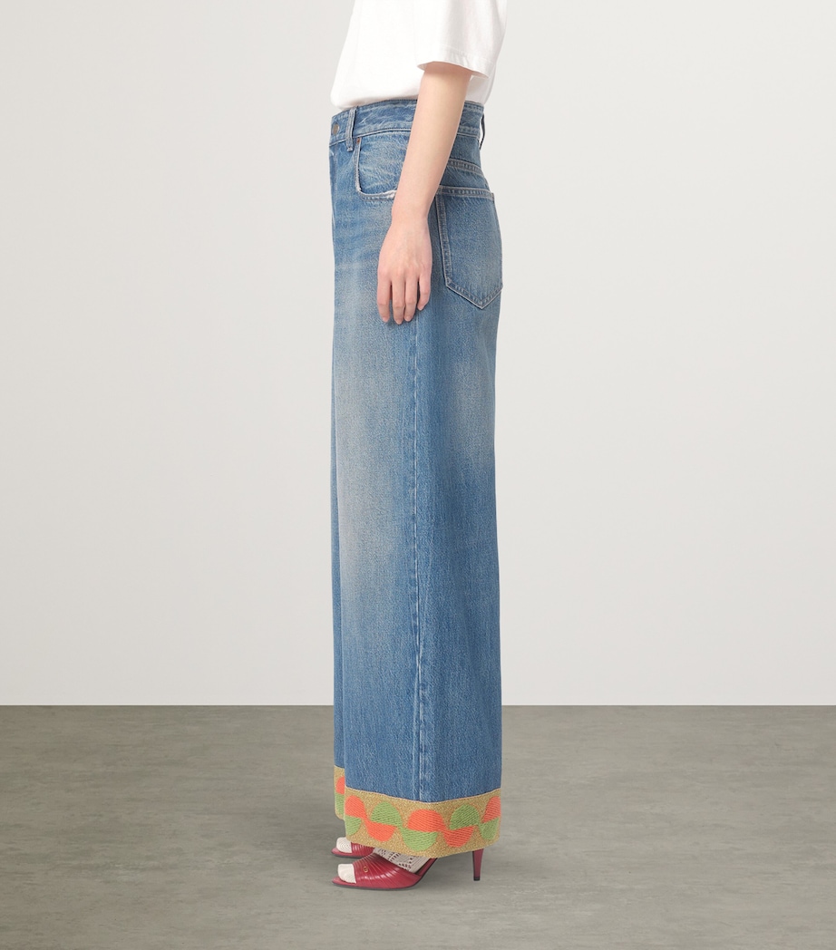 Decorated-Trim Wide-Leg Jeans 558 Image 3