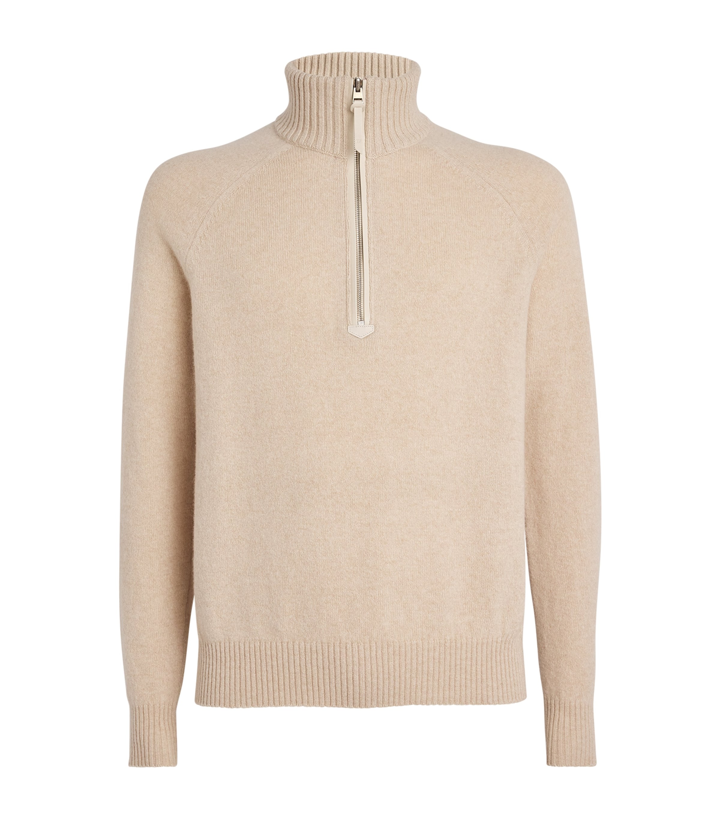 Tom Ford Cashmere-blend Half-zip Sweater In White