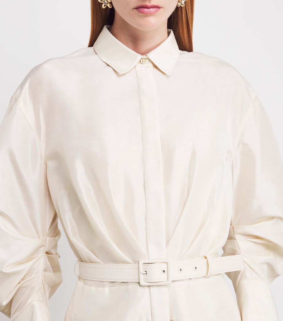 Taffeta Maple Midi Shirt Dress CREAM Image 4
