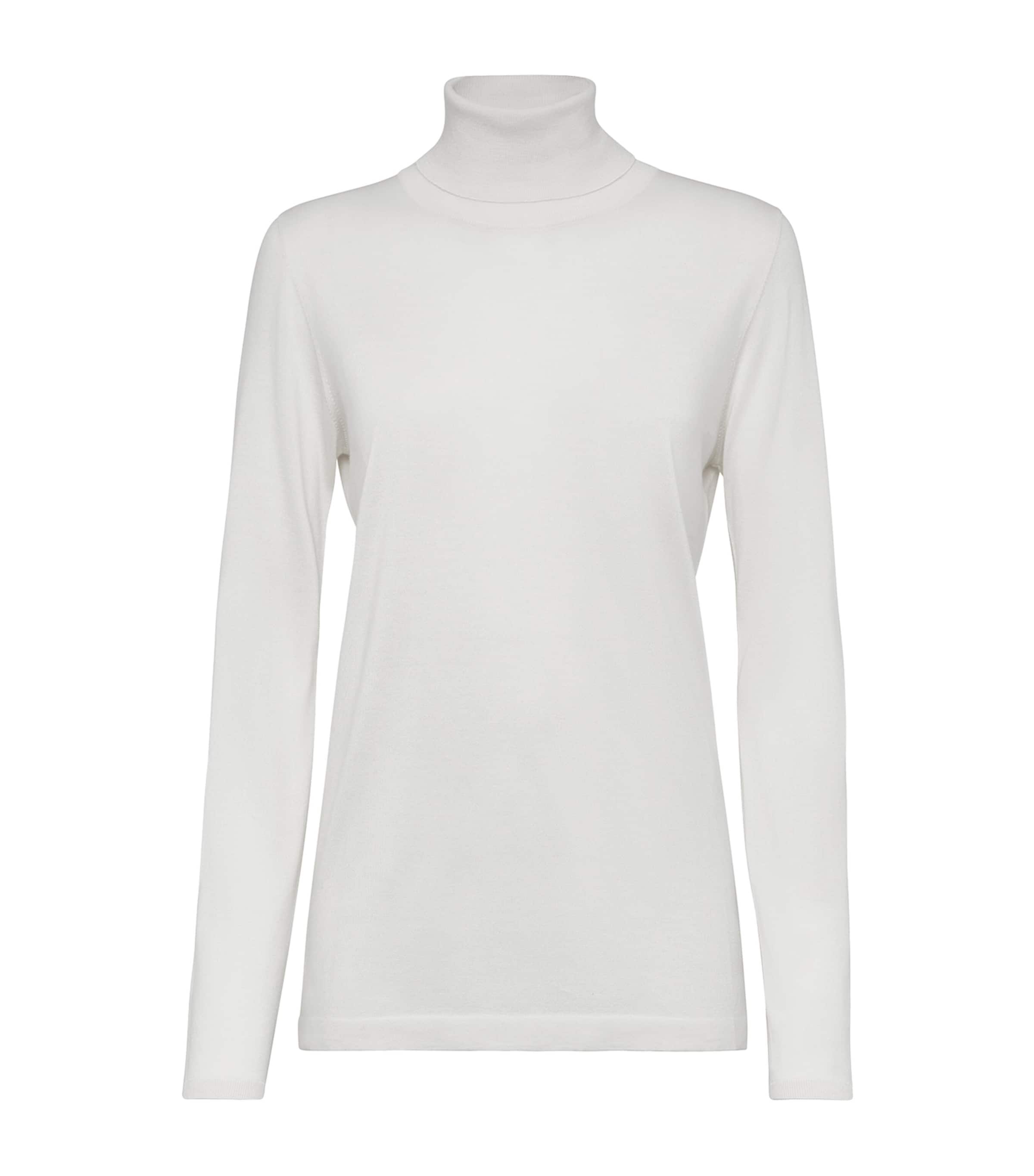 Brunello Cucinelli Cashmere-silk-blend Rollneck Sweater In White
