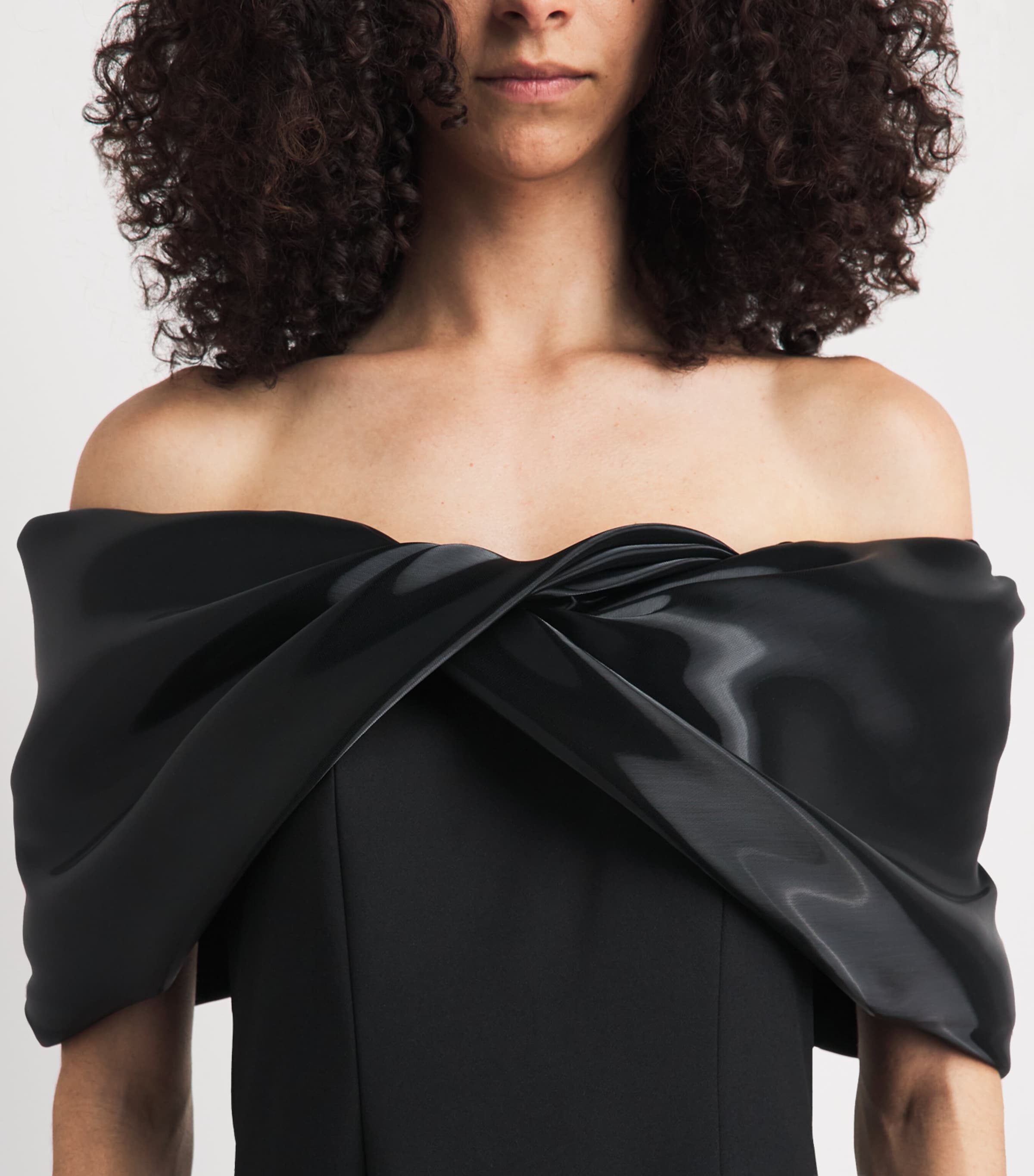 Pamella Roland Womens Twist-Detail Off-The-Shoulder Gown Black Image 3