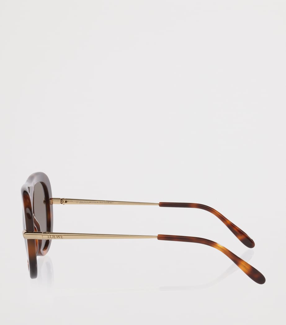 LOEWE Tortoiseshell Slim Pilot Sunglasses Brown Image 3