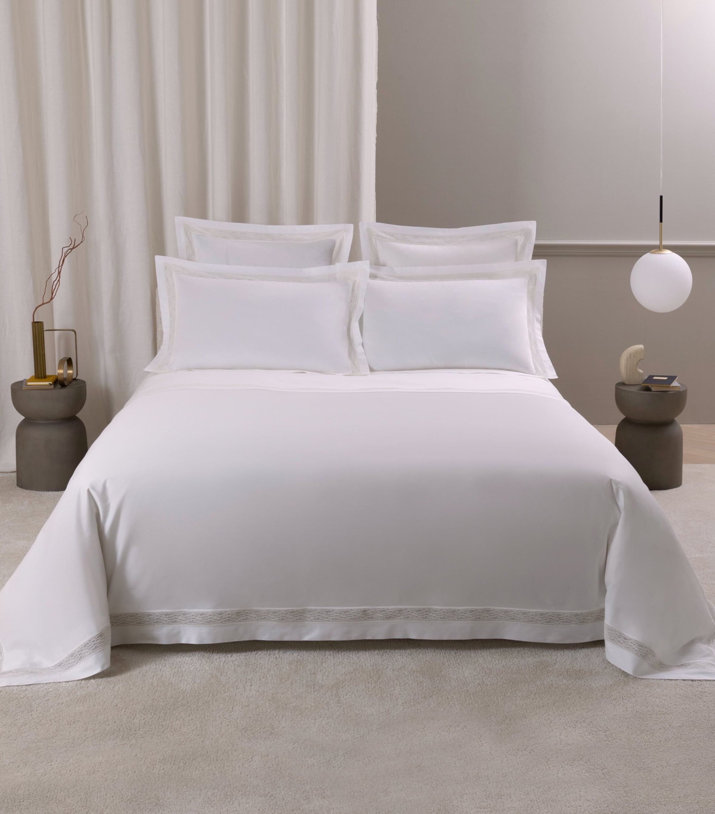 Frette Cotton Balance Lace Oxford Pillowcase (51cm x 71cm) Milk Image 5