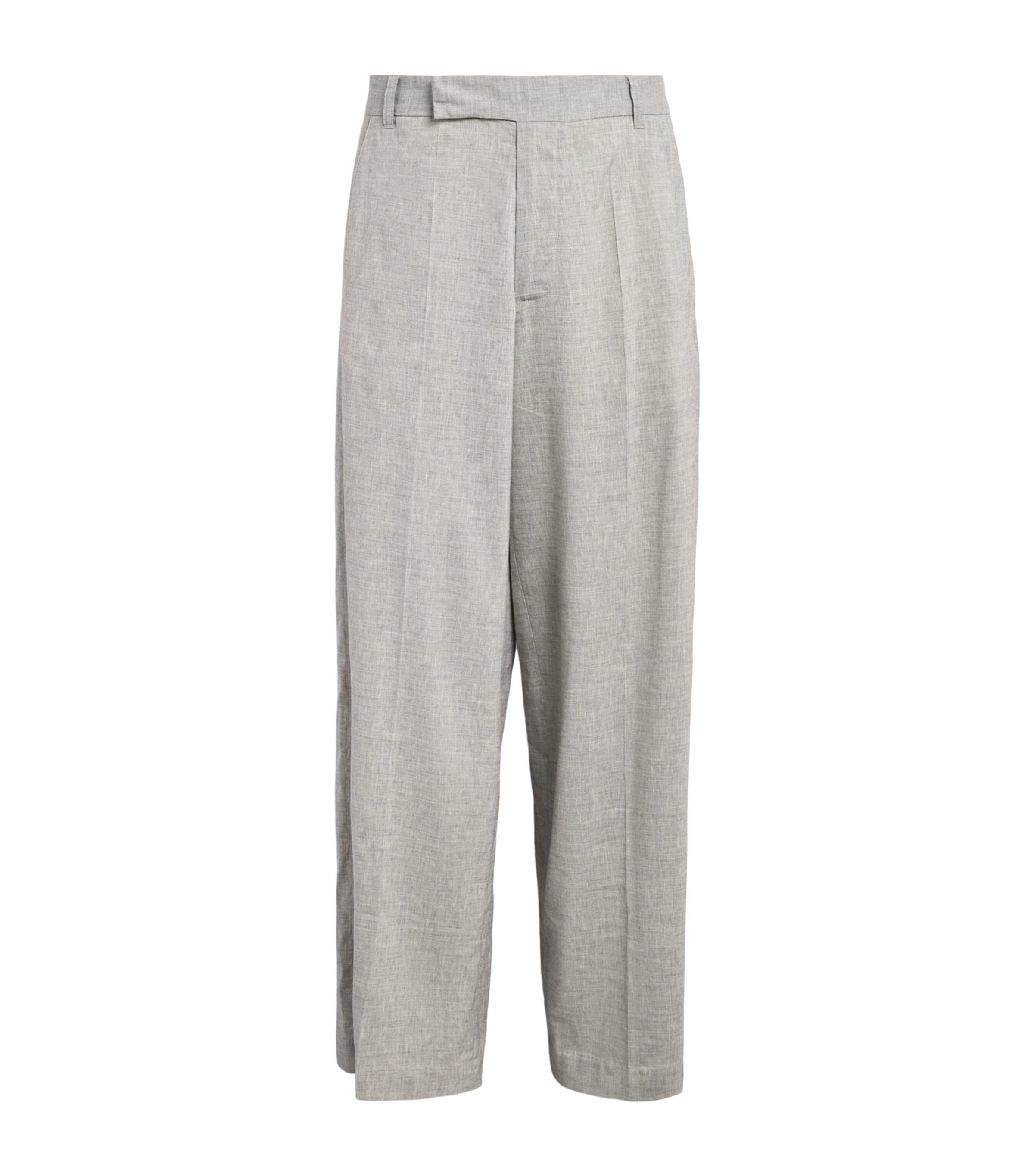 Won Hundred Mens Linen-Blend Eron Tailored Trousers Light Grey Melange Image 1