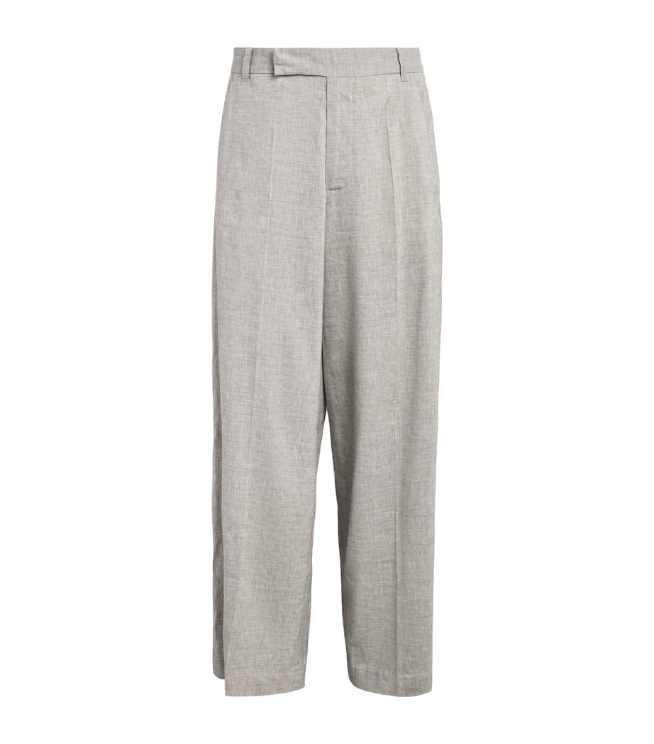 Won Hundred Mens Linen-Blend Eron Tailored Trousers Light Grey Melange Image 1