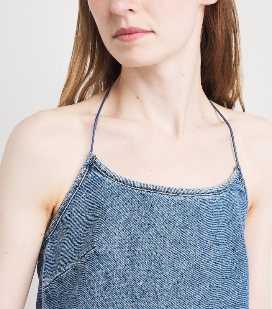 STILL HERE Womens Denim Toggle Tank Top Classic Blue Image 3