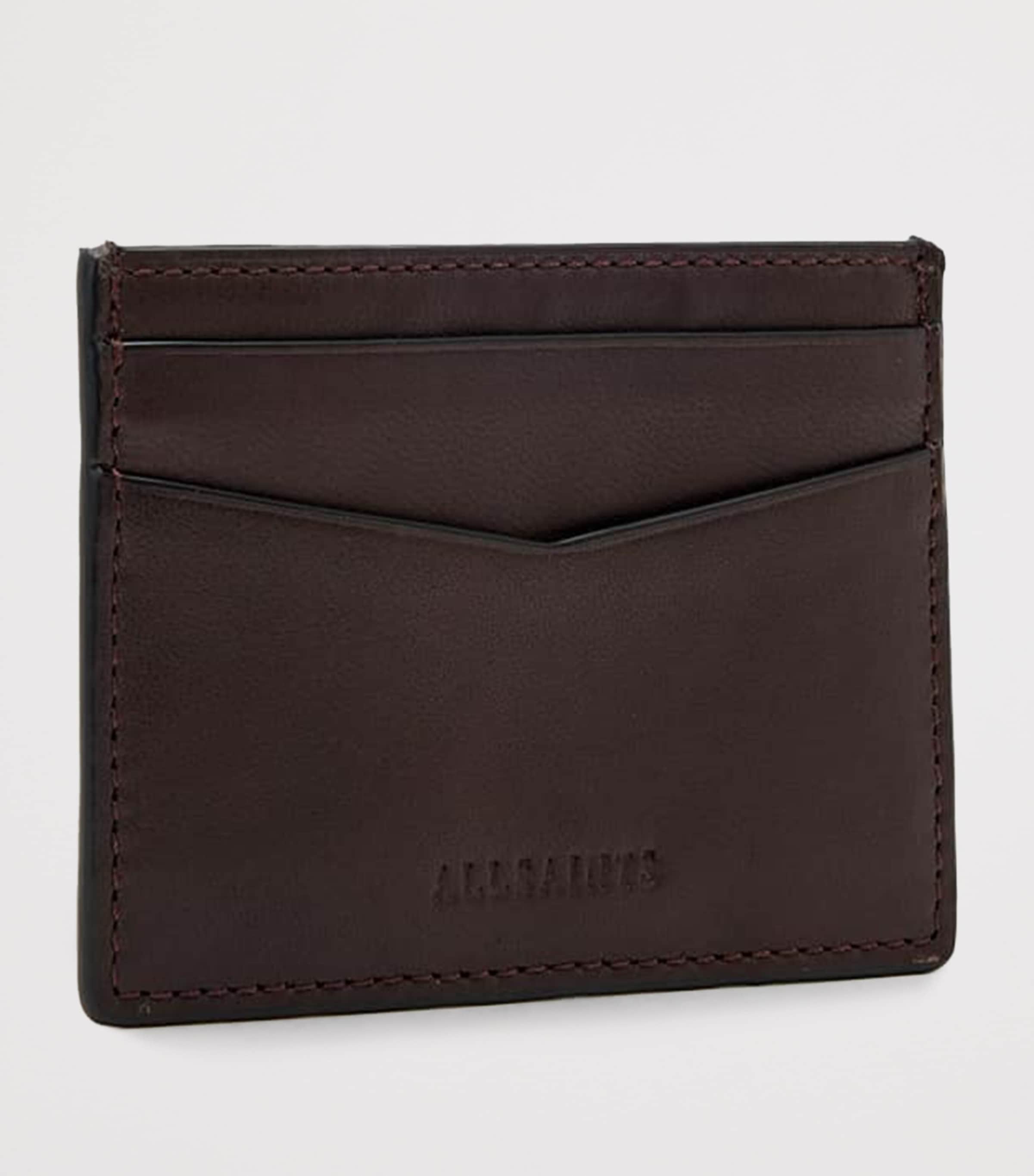 AllSaints Leather Delph Cardholder Bitter Brown Image 3