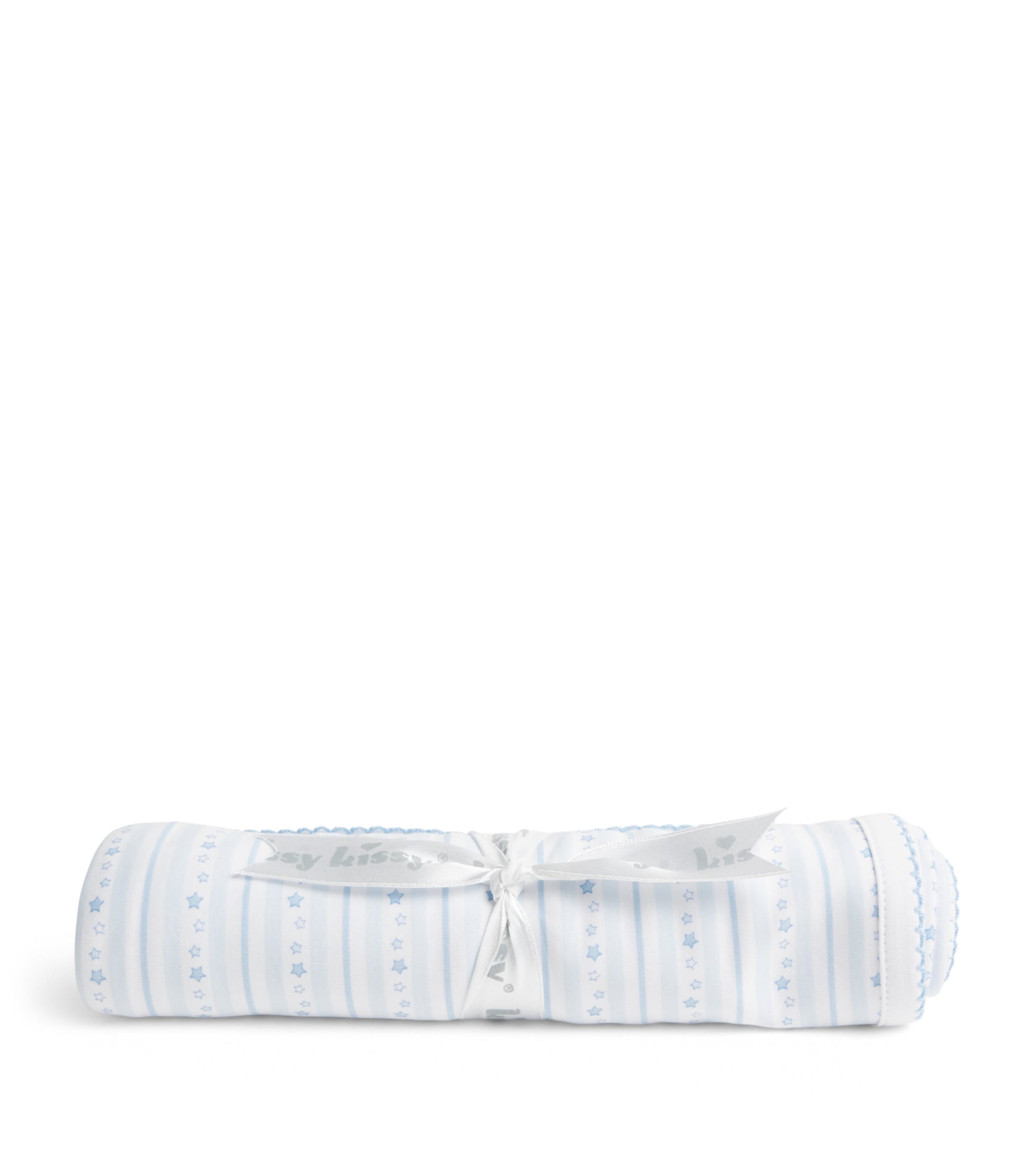 Kissy Kissy Pima Cotton Superstars Blanket Light Blue Image 1