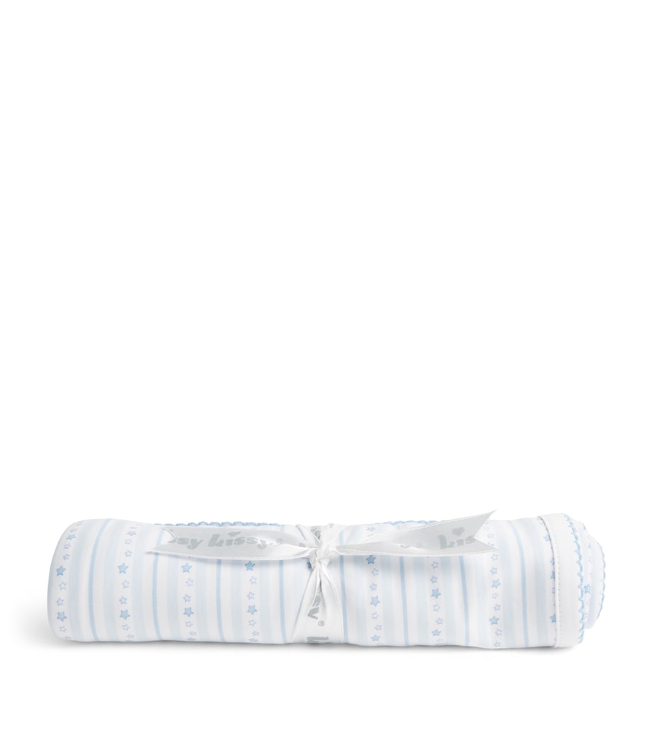 Kissy Kissy Pima Cotton Superstars Blanket Light Blue Image 1