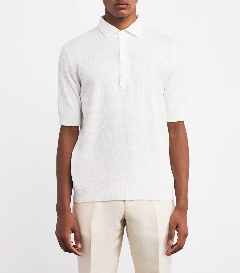 Linen-Cotton Knitted Polo Shirt 100 Image 3