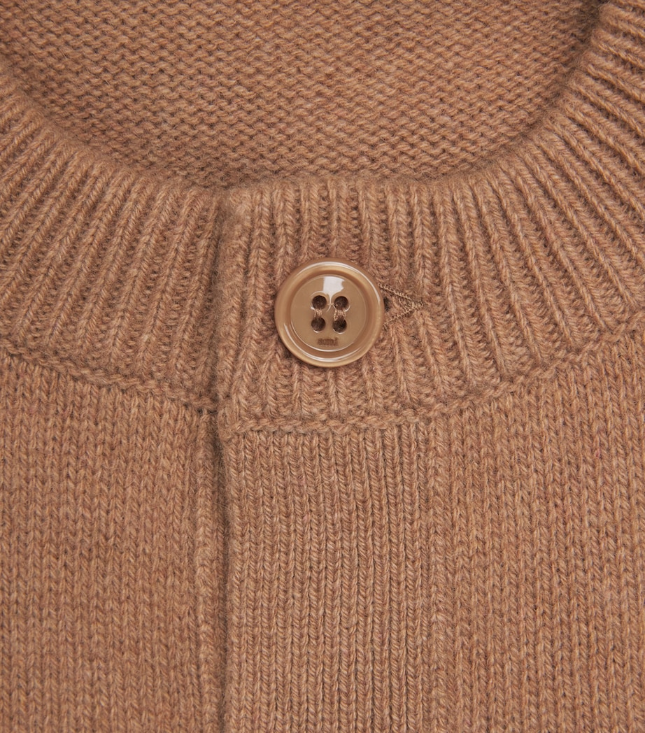 AMI Paris Womens Cashmere-Wool Cardigan Camel Image 6