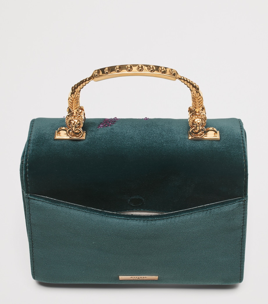 Midi Velvet Floral Embroidered Mayfair Bag PEACOCK Image 4