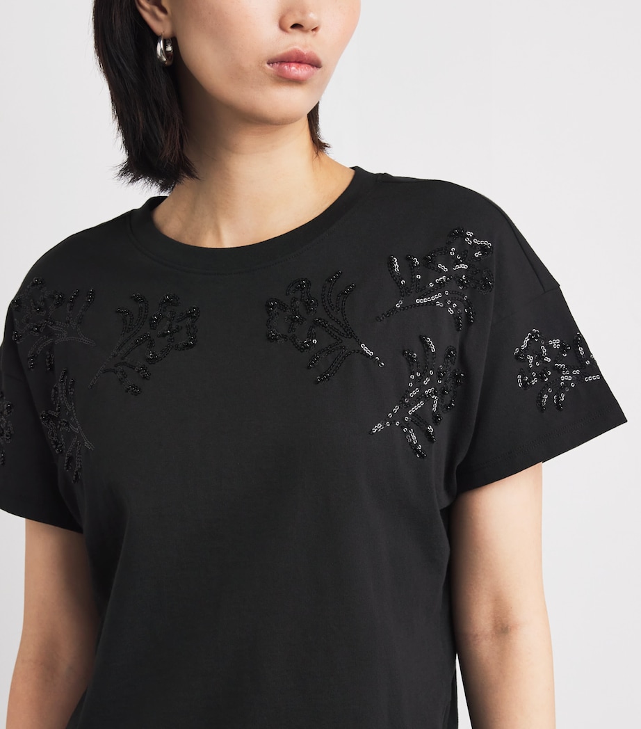 Cotton Beaded Kelly T-Shirt BLACK Image 6