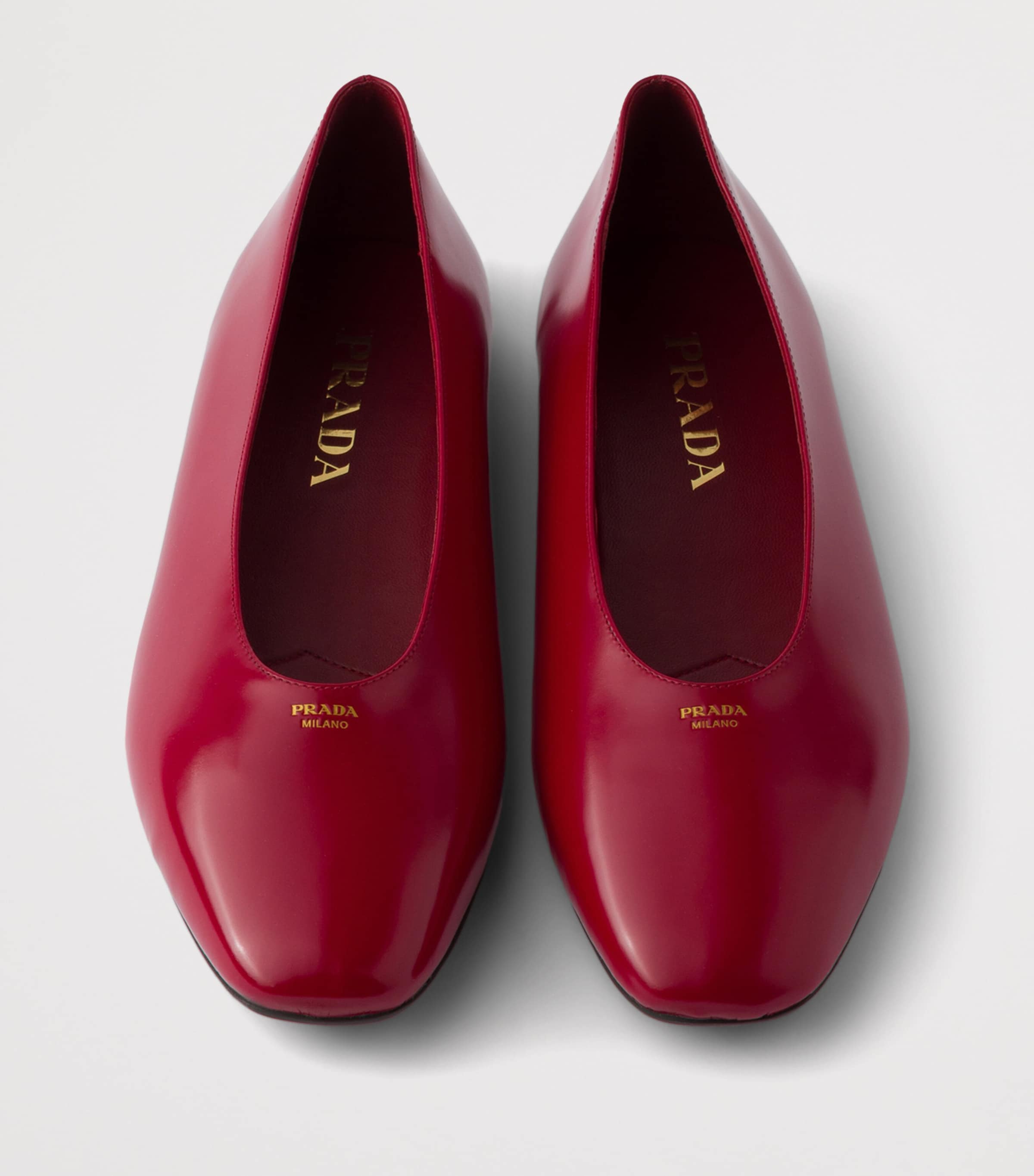 Prada Leather Logo Ballet Flats Red Image 3