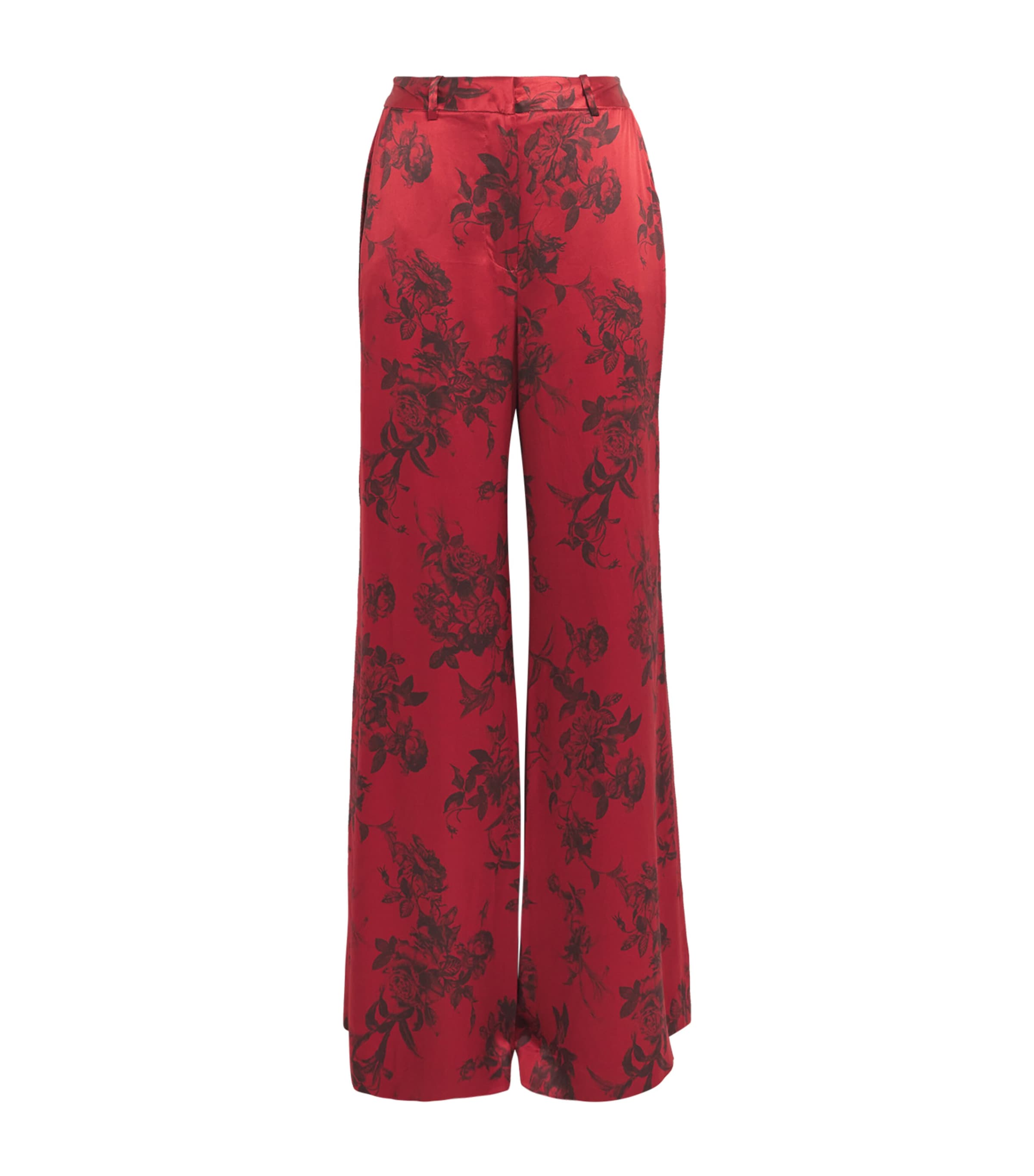 L'agence Silk Pilar Wide-leg Trousers In Red