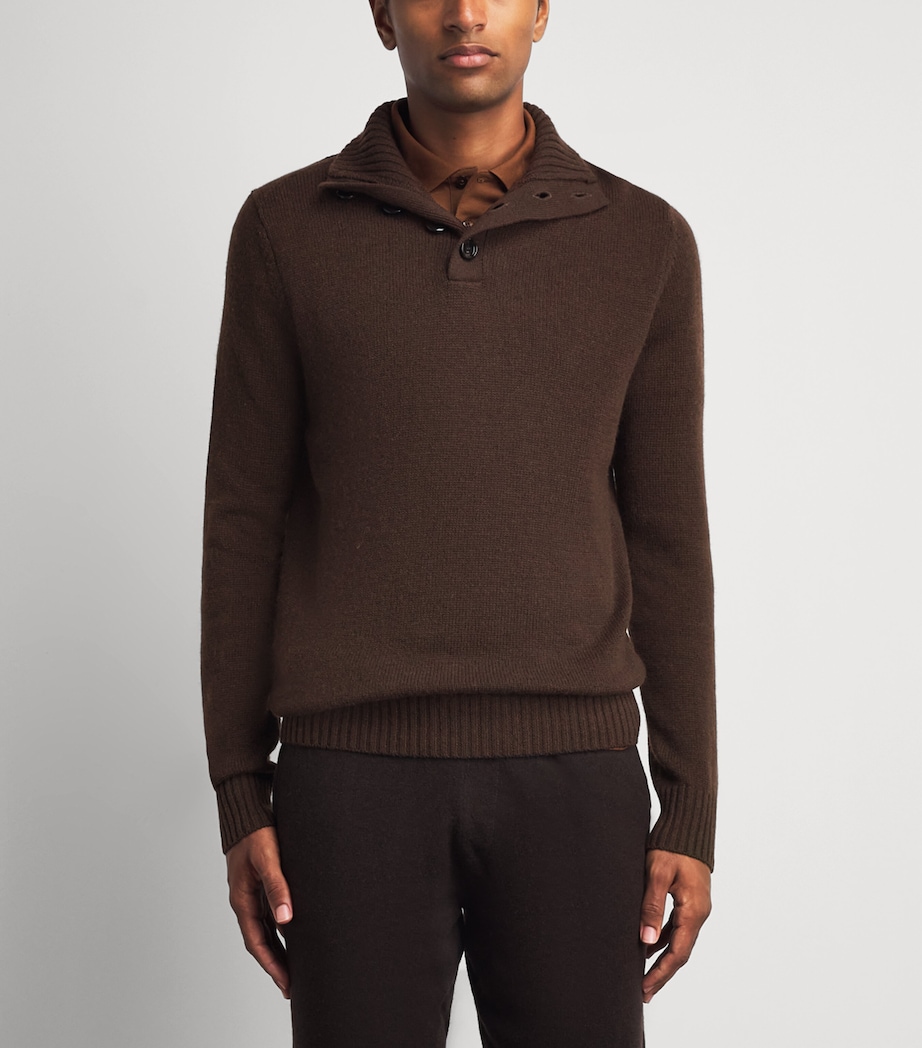 Allude Mens Wool-Cashmere High-Neck Sweater Image 4