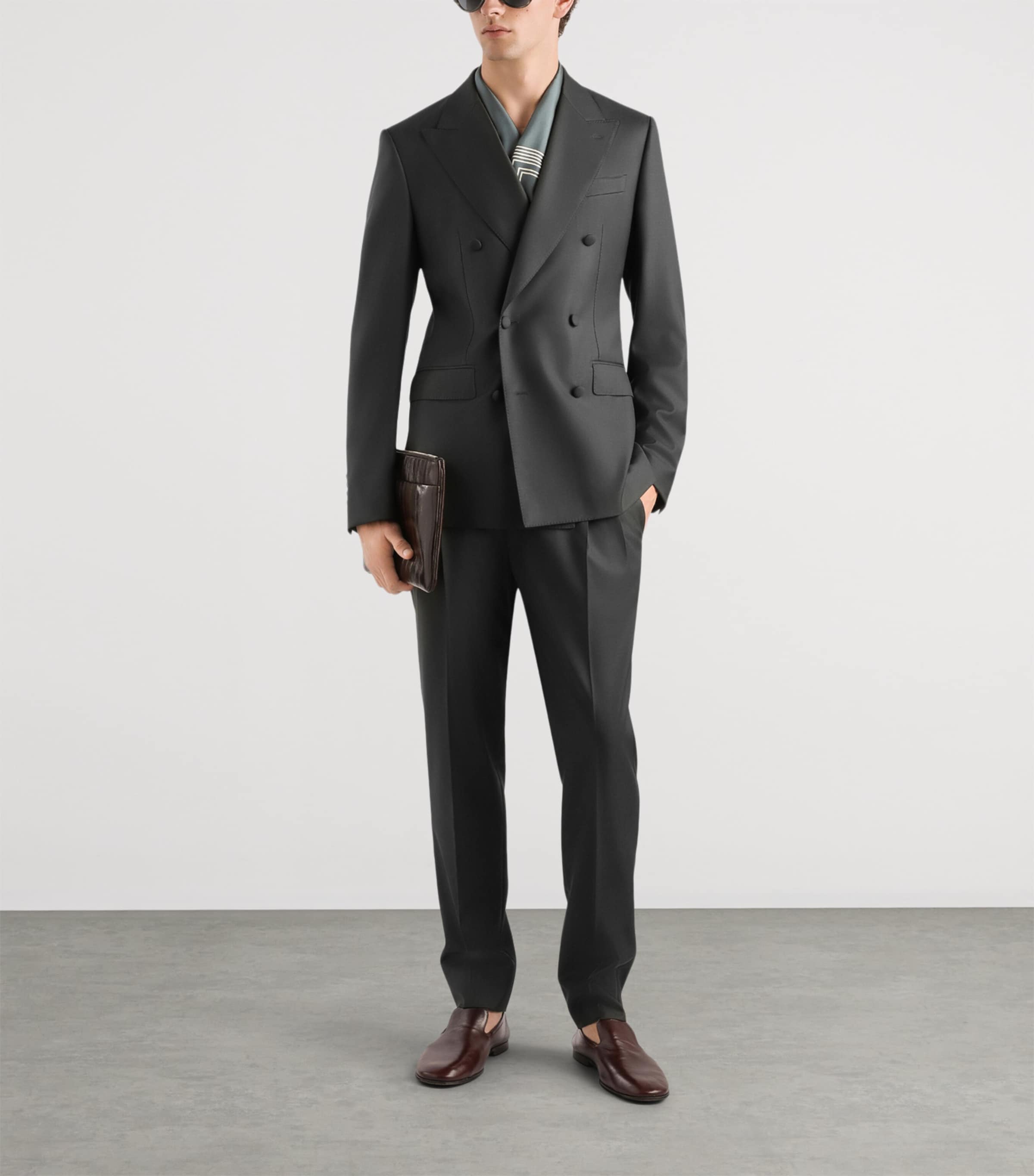 Dolce&Gabbana Mens Virgin Wool Double-Breasted Blazer Dark Green Image 2