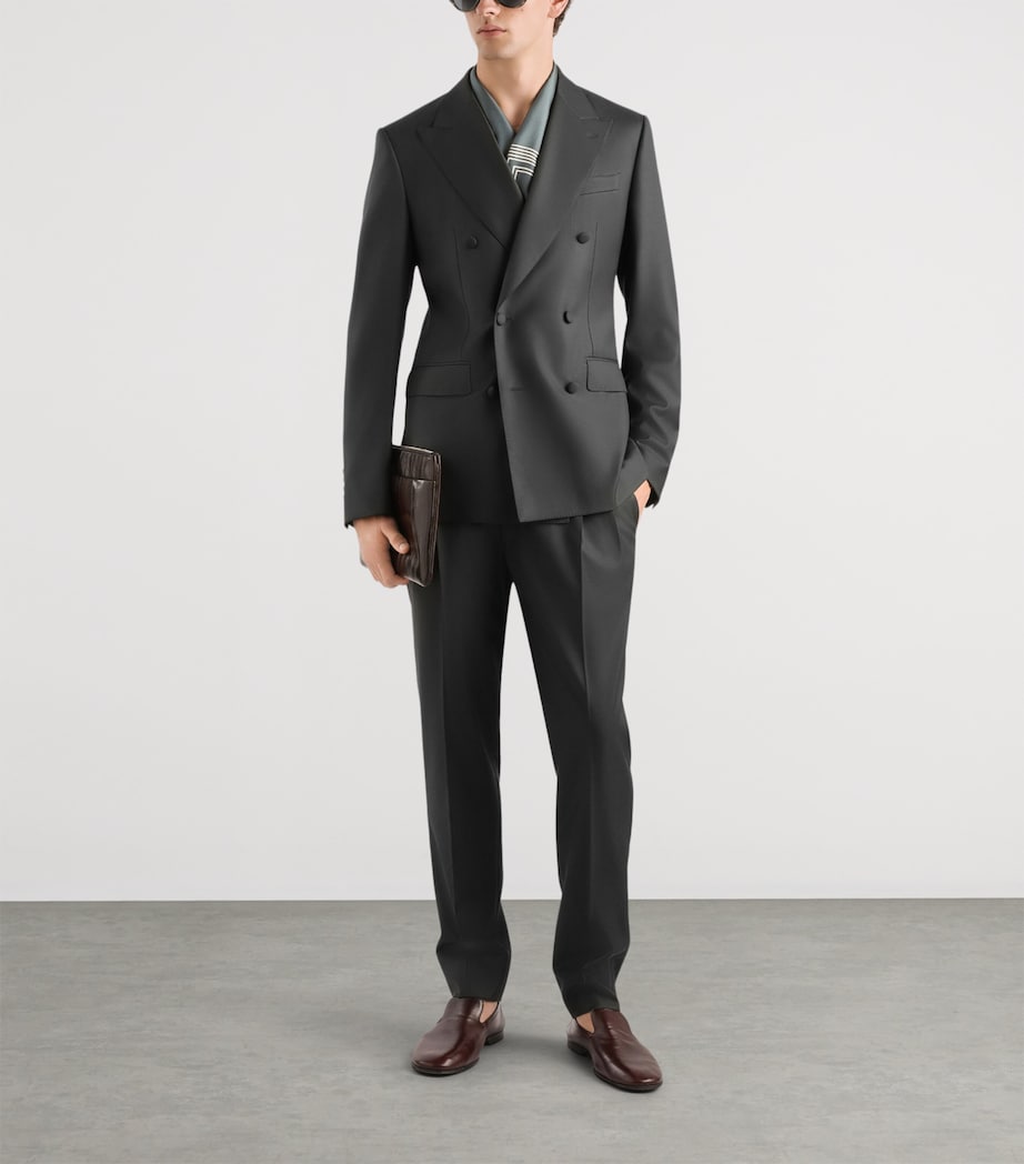 Dolce&Gabbana Mens Virgin Wool Double-Breasted Blazer Dark Green Image 2