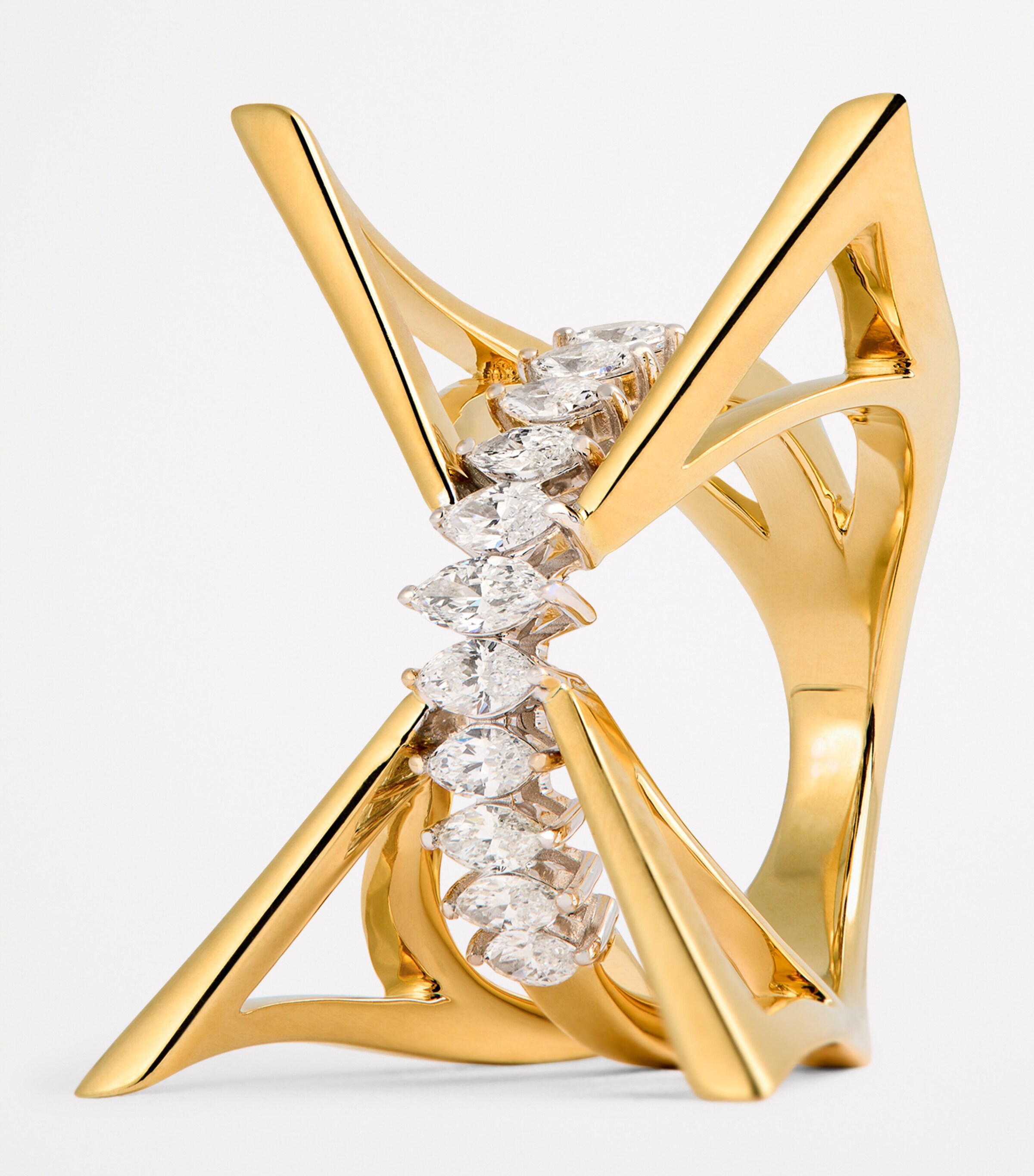 Mixed Gold and Diamond Cross Ring MIXED GOLD Image 6