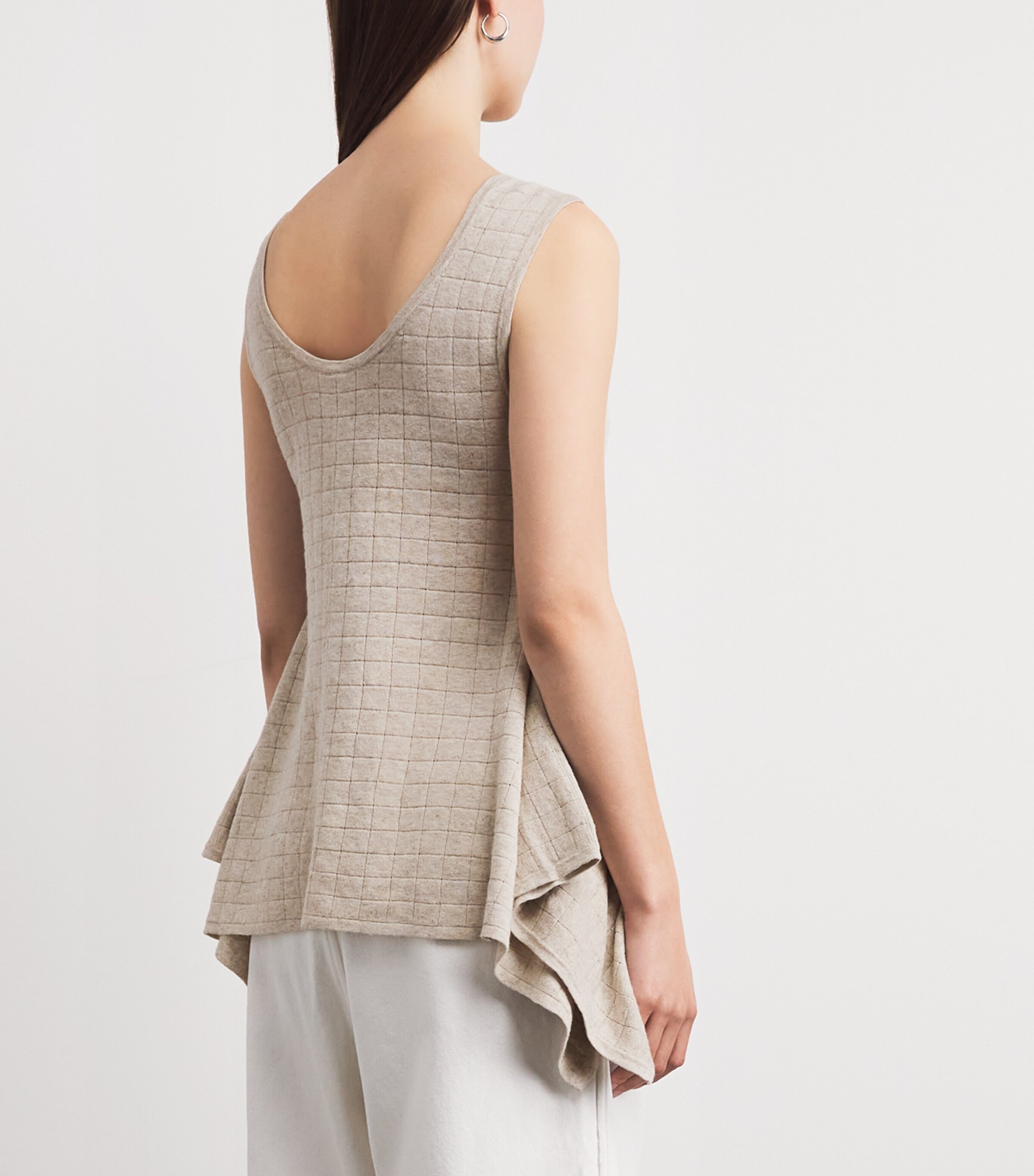 Lauren Manoogian Womens Cotton-Linen Flared-Hem Tank Top Flax Image 5
