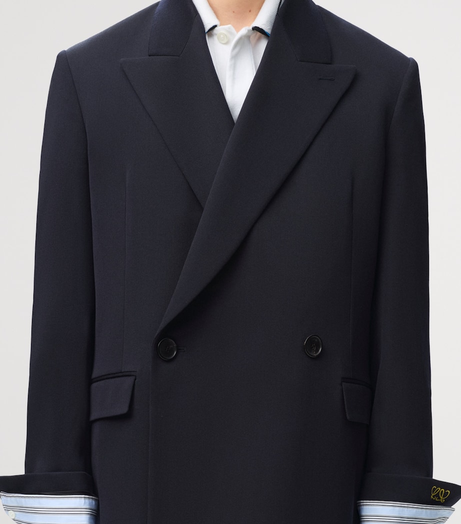 LOEWE Mens Double-Breasted Jacket with Cuffs Dark Navy Blue Image 4